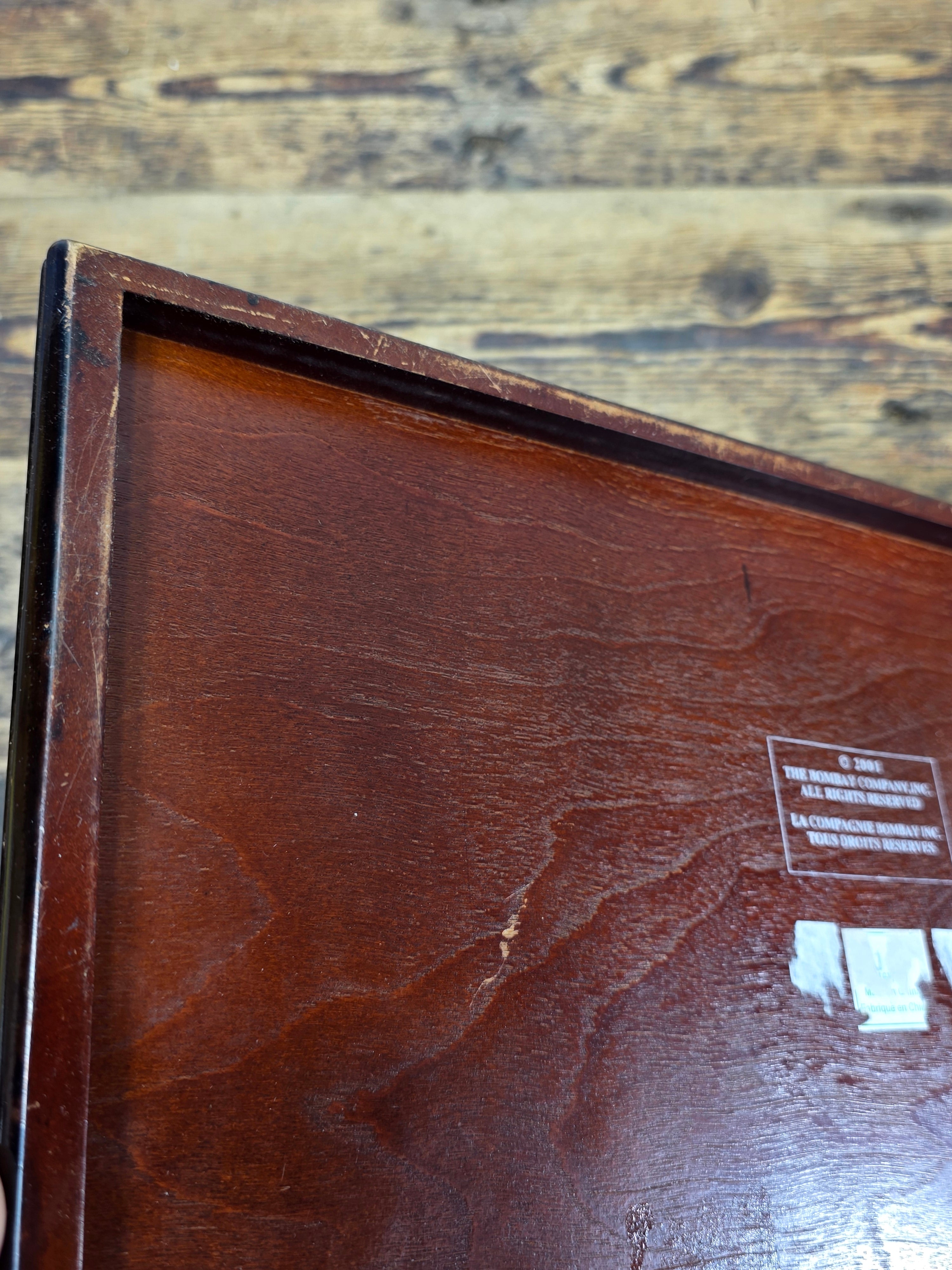 Vintage The Bombay Company Wooden Desk Organizer Tray - Dark Mahogany Finish