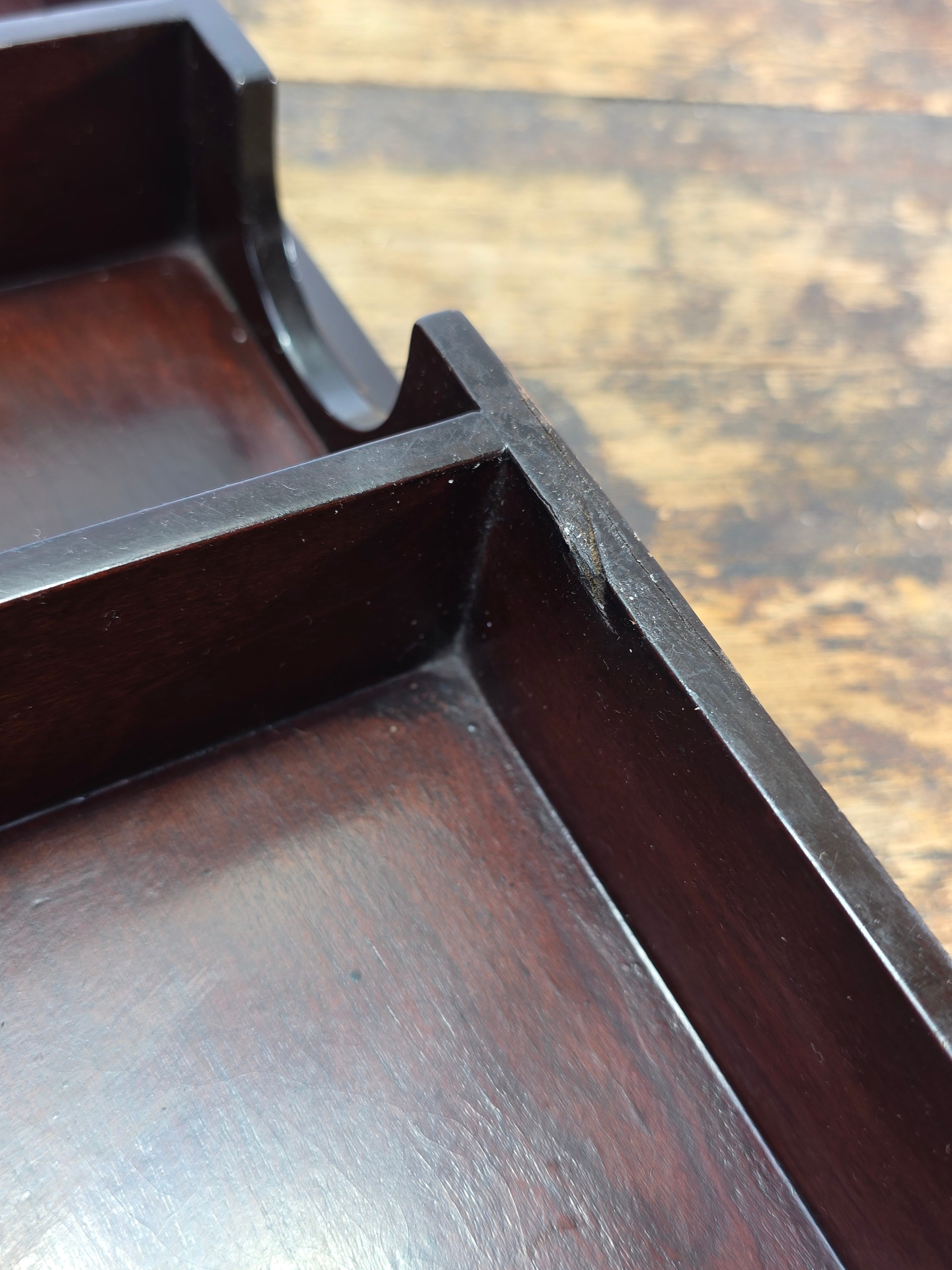 Vintage The Bombay Company Wooden Desk Organizer Tray - Dark Mahogany Finish