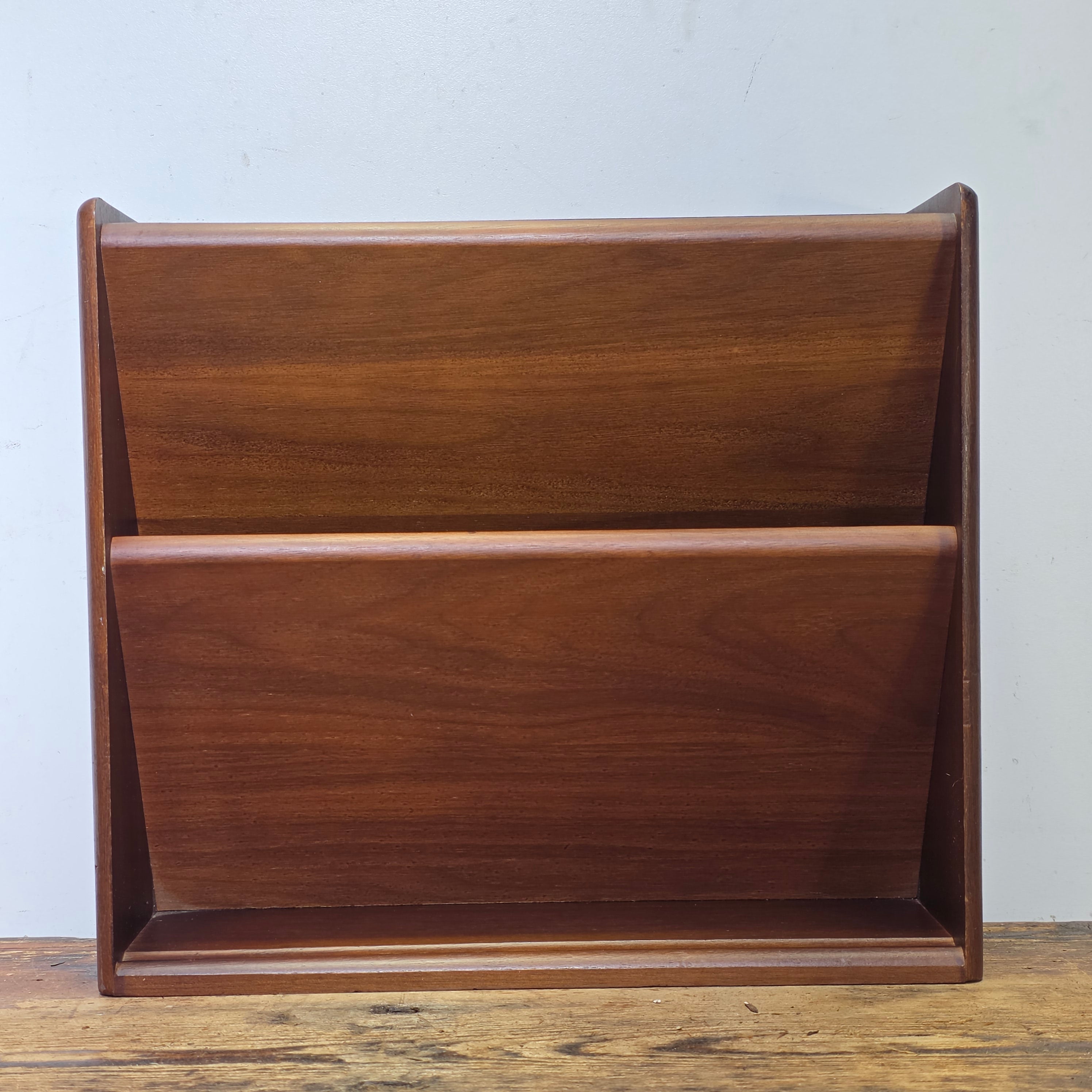 Mid-Century Modern Walnut Wall-Mounted Document Organizer