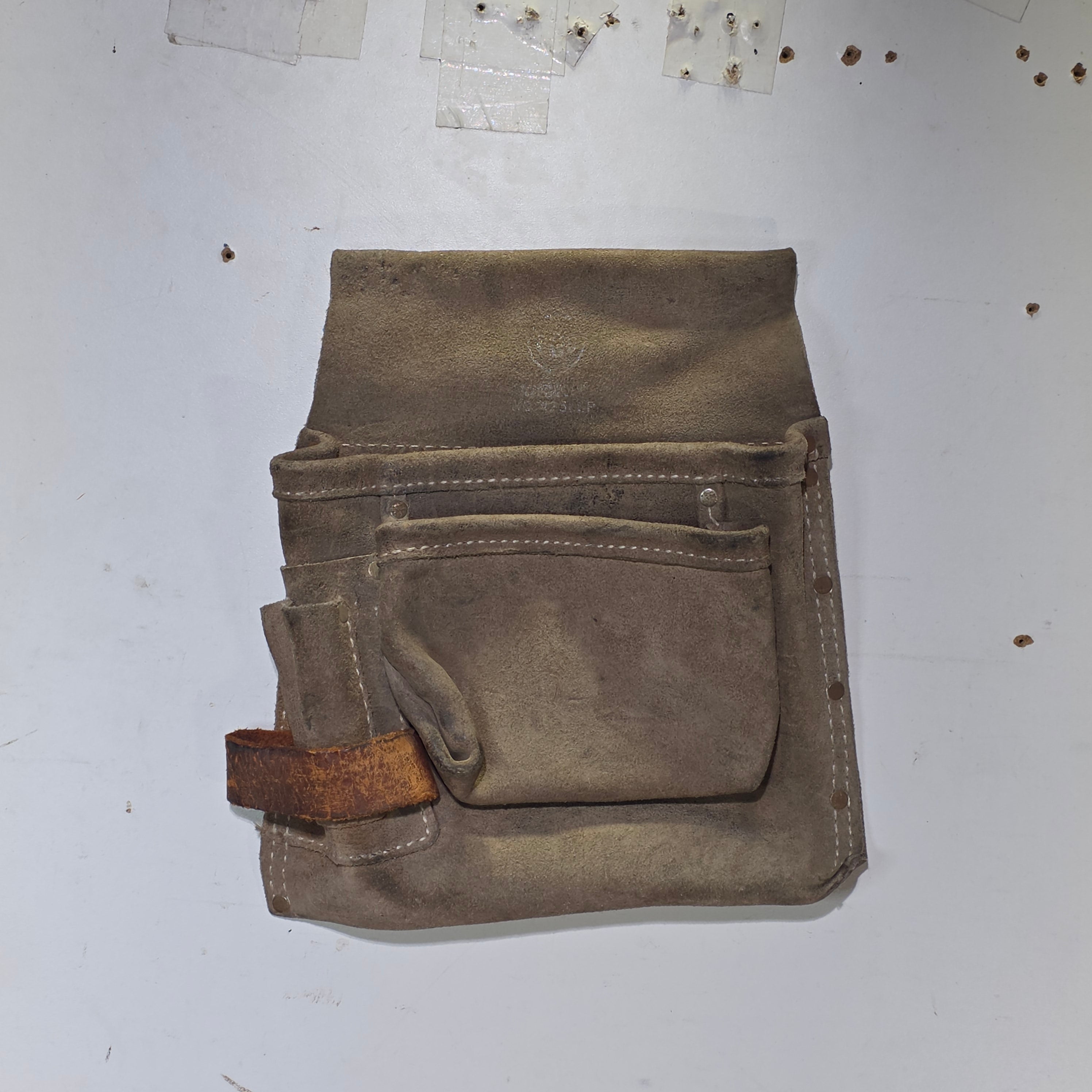 Vintage Leather Tool Pouch Suede Carpenter Pouch Belt Bag Heavy Duty Workwear
