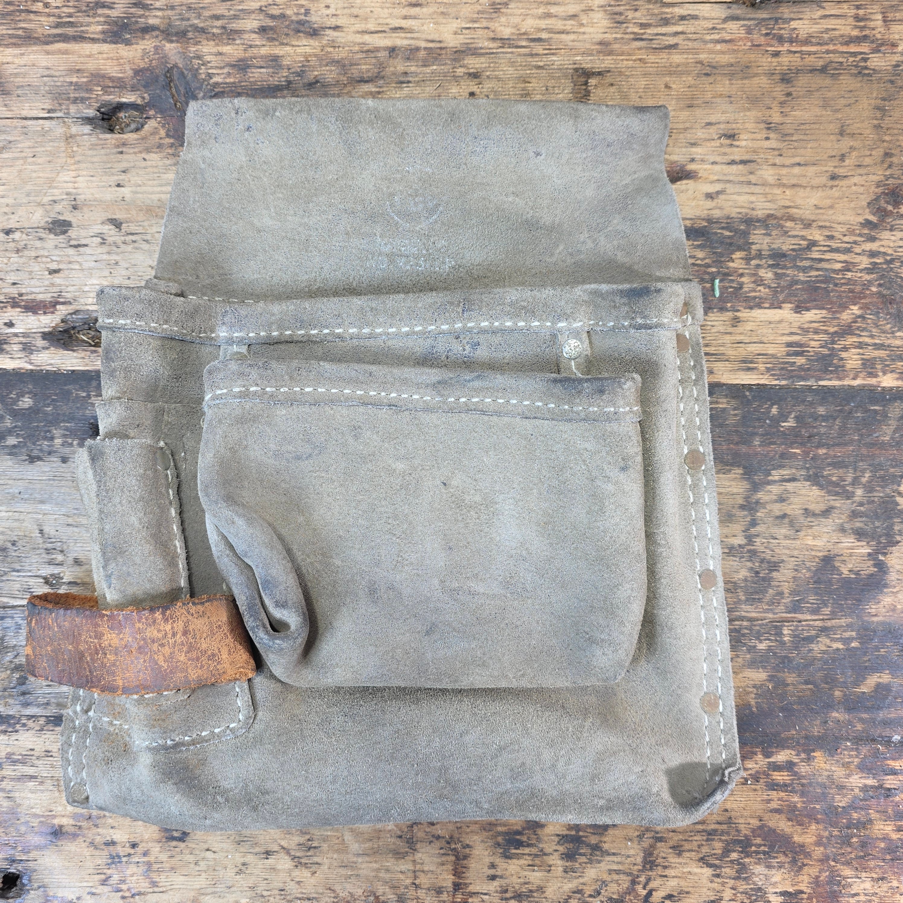 Vintage Leather Tool Pouch Suede Carpenter Pouch Belt Bag Heavy Duty Workwear