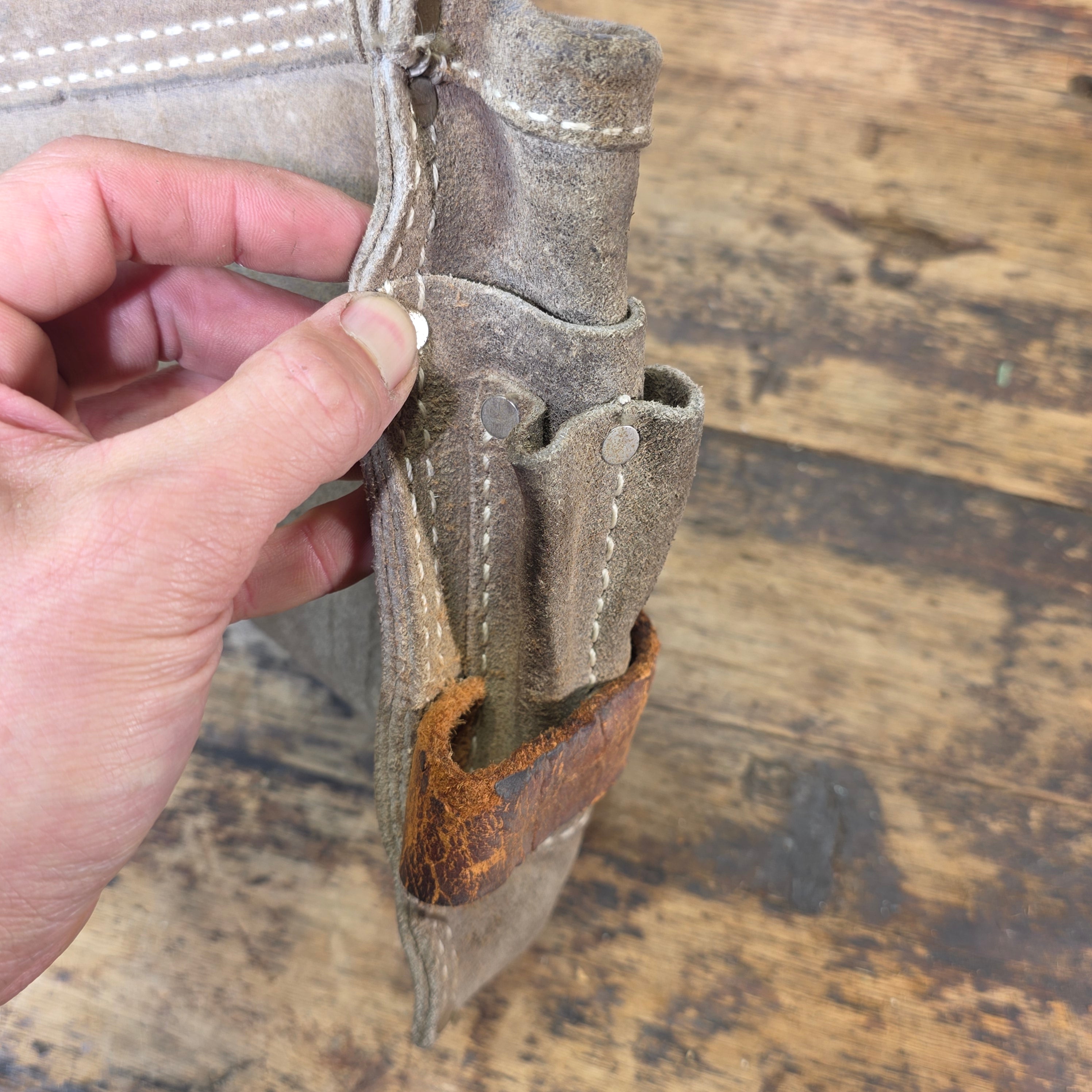 Vintage Leather Tool Pouch Suede Carpenter Pouch Belt Bag Heavy Duty Workwear