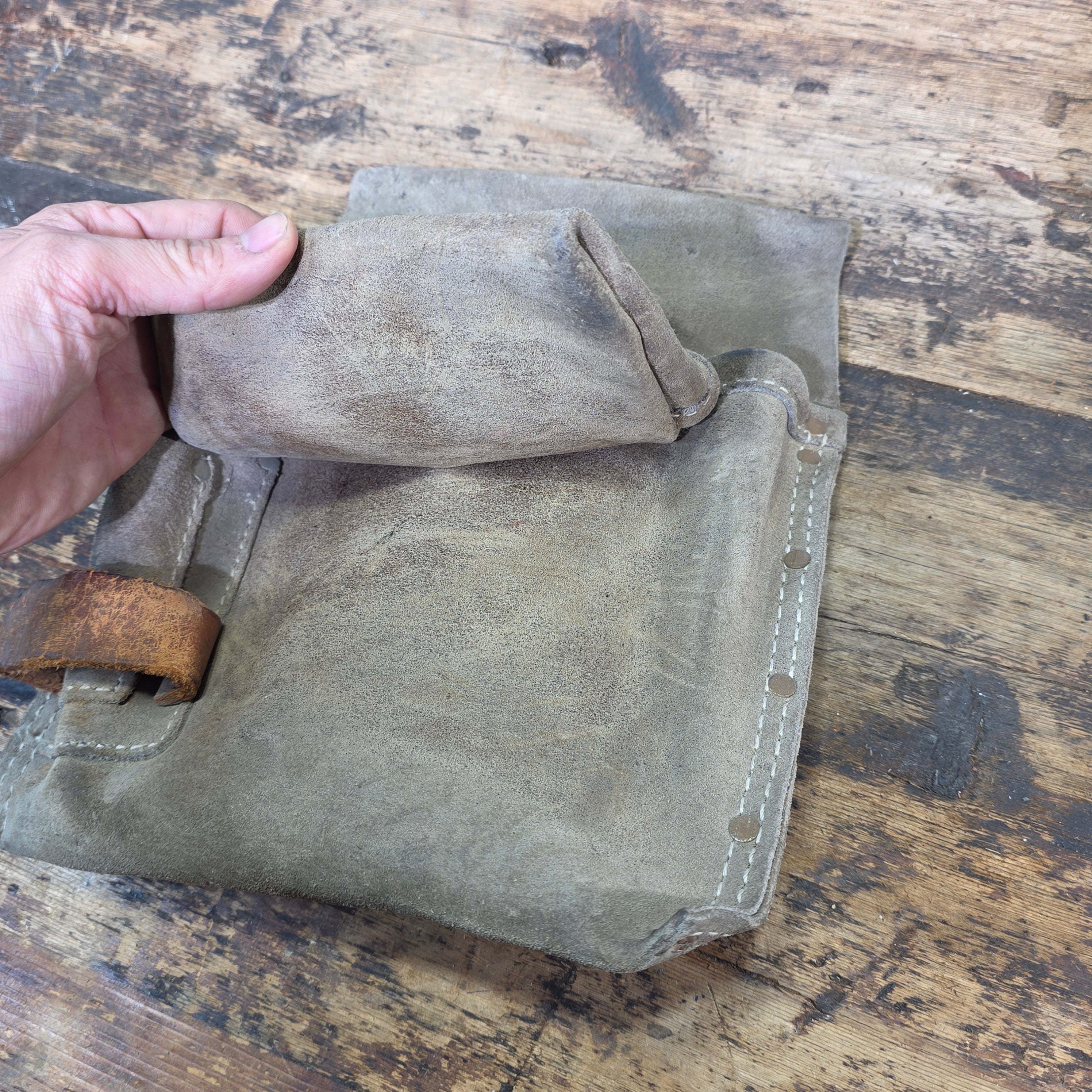 Vintage Leather Tool Pouch Suede Carpenter Pouch Belt Bag Heavy Duty Workwear