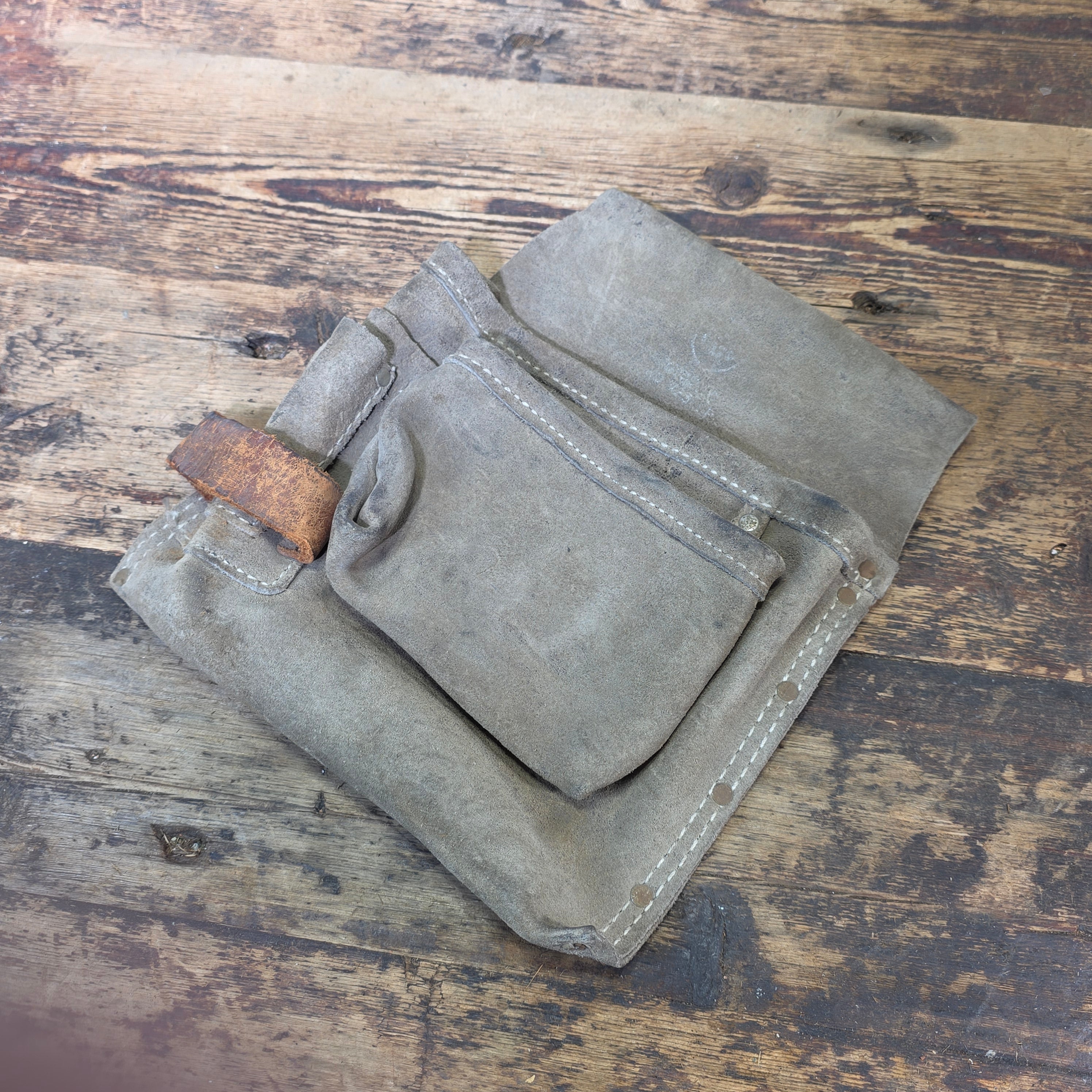 Vintage Leather Tool Pouch Suede Carpenter Pouch Belt Bag Heavy Duty Workwear
