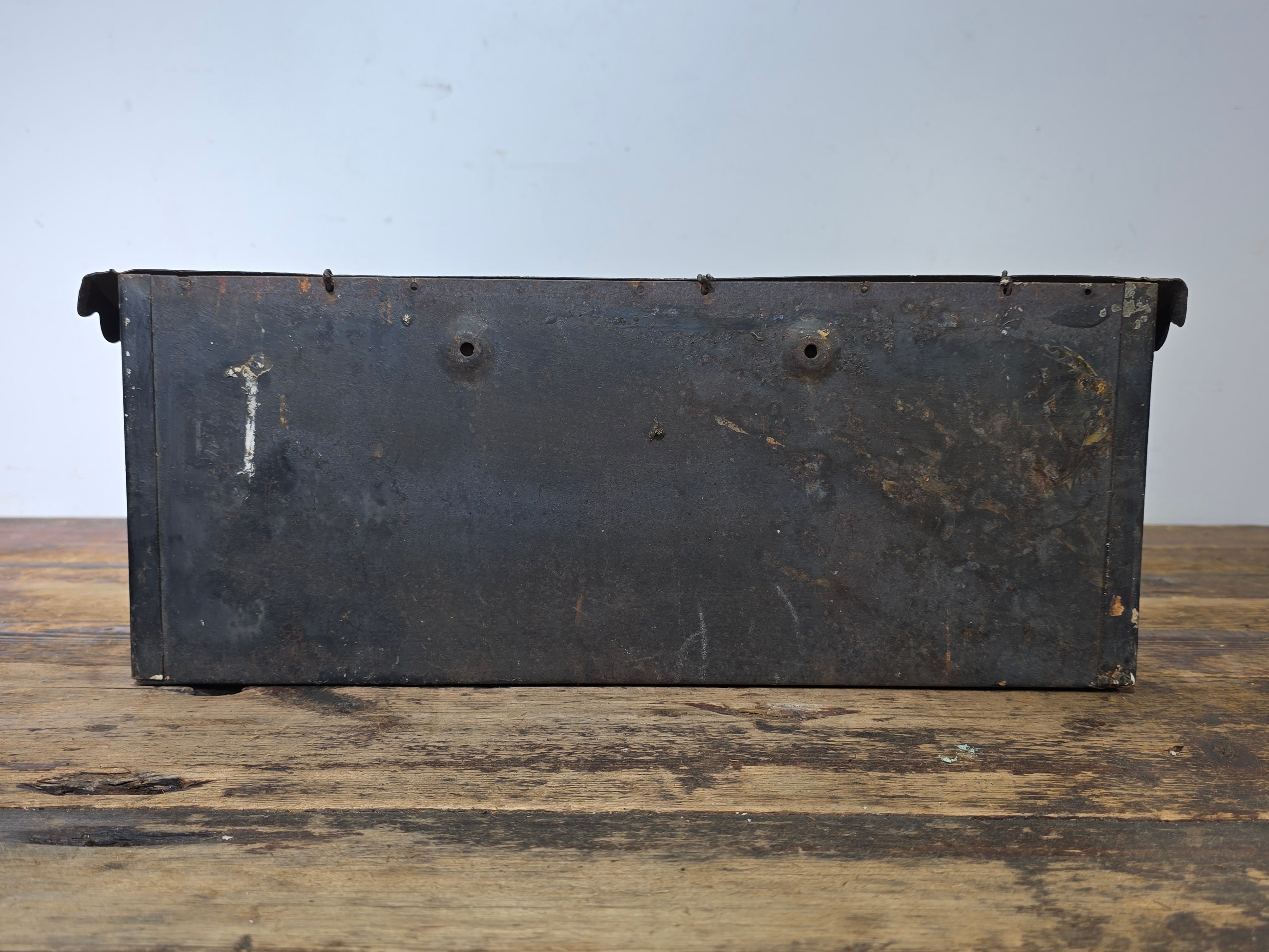 Vintage Metal Mailbox Wall Mount 16" Rustic Steel Letter Box Industrial Patina