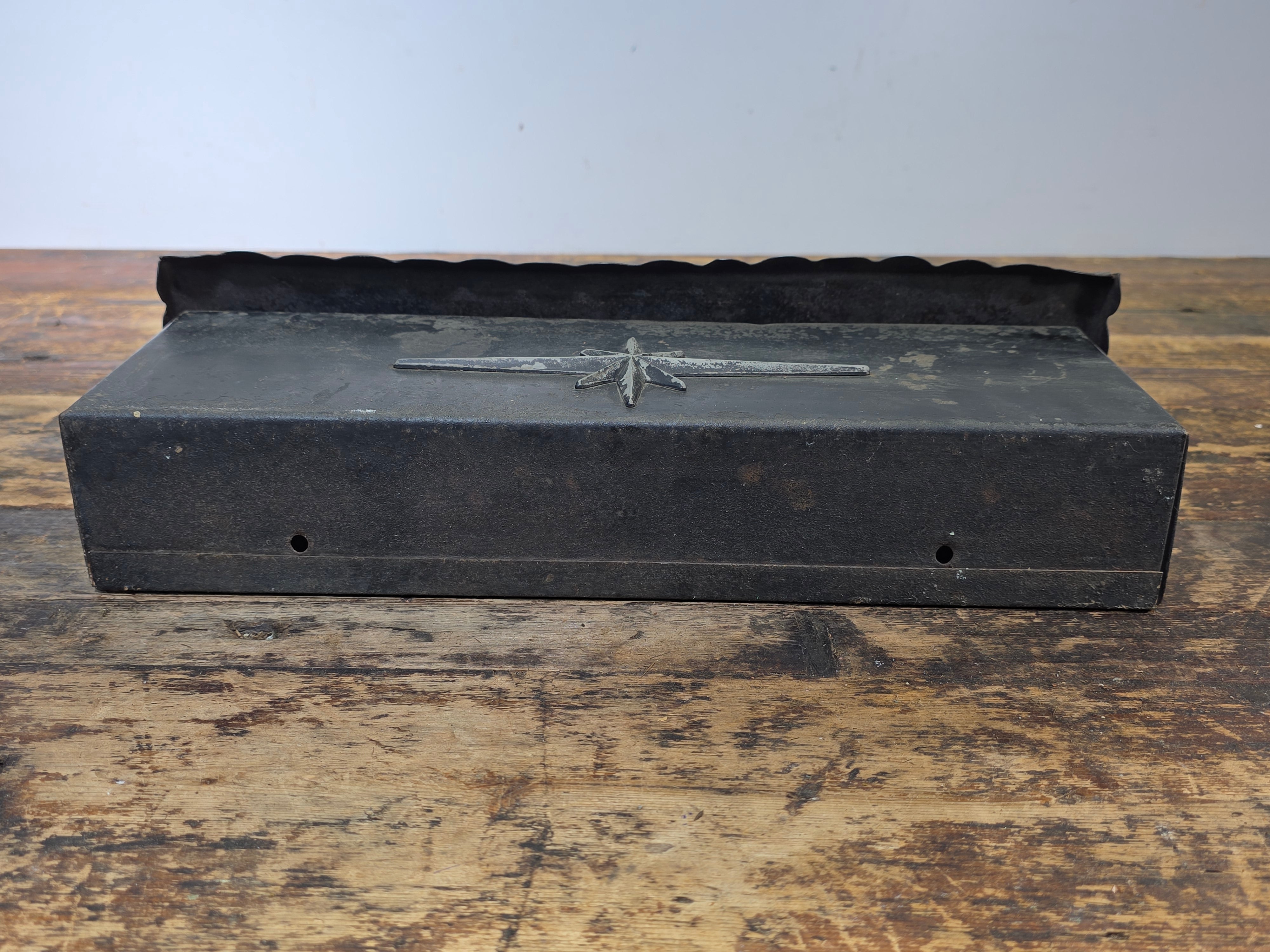 Vintage Metal Mailbox Wall Mount 16" Rustic Steel Letter Box Industrial Patina