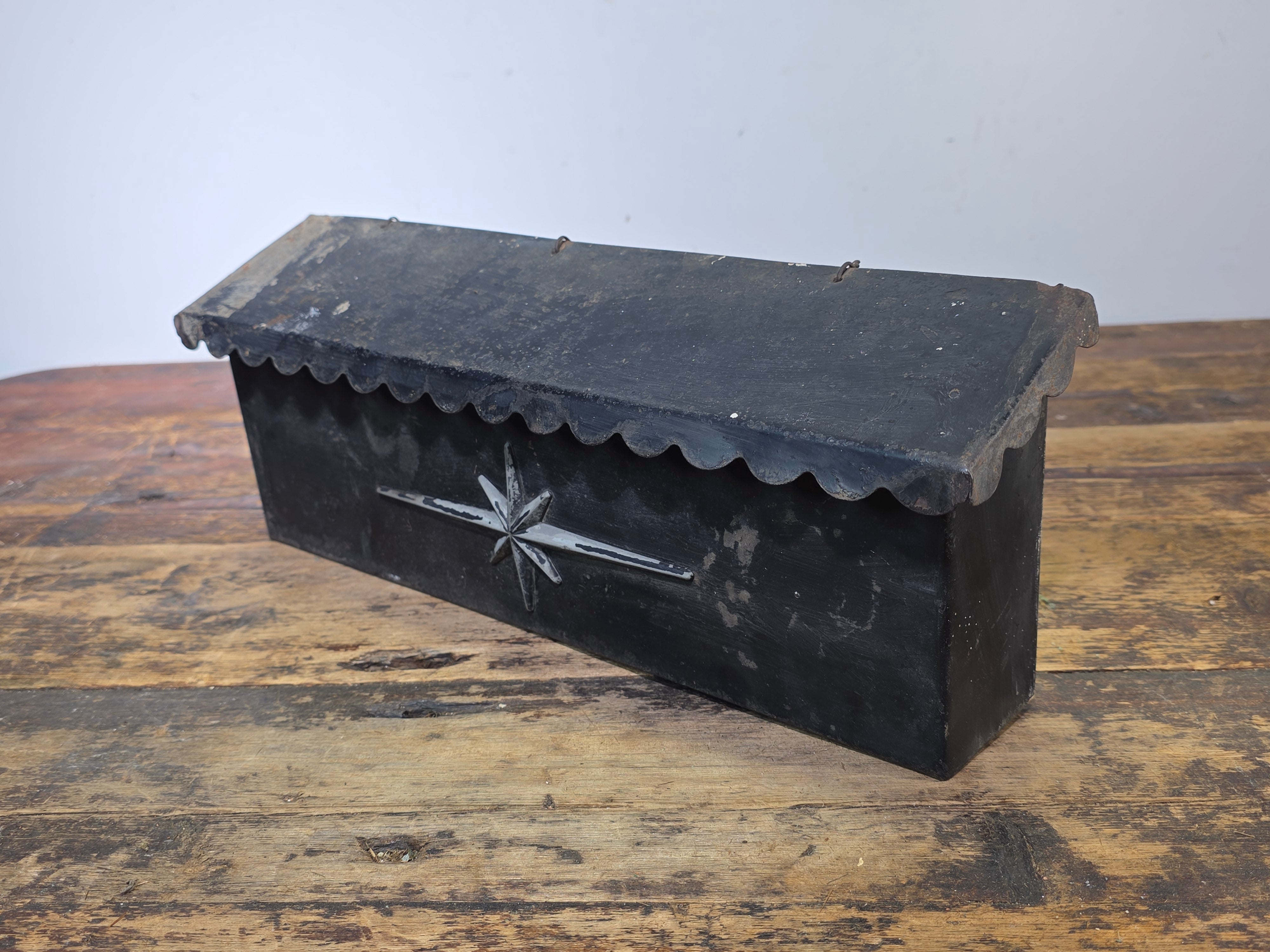 Vintage Metal Mailbox Wall Mount 16" Rustic Steel Letter Box Industrial Patina