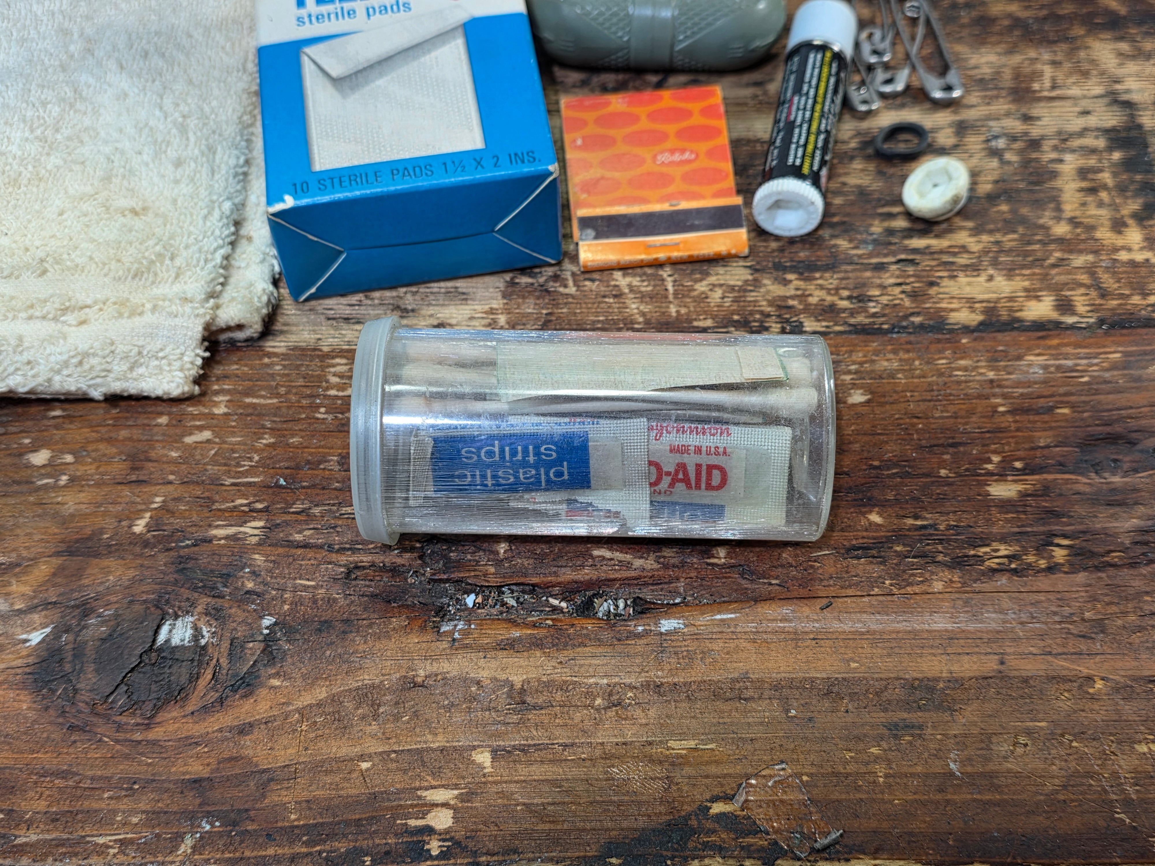Vintage Medical First Aid Kit Steel Box with Contents Snake Bite Kit J&J 70s