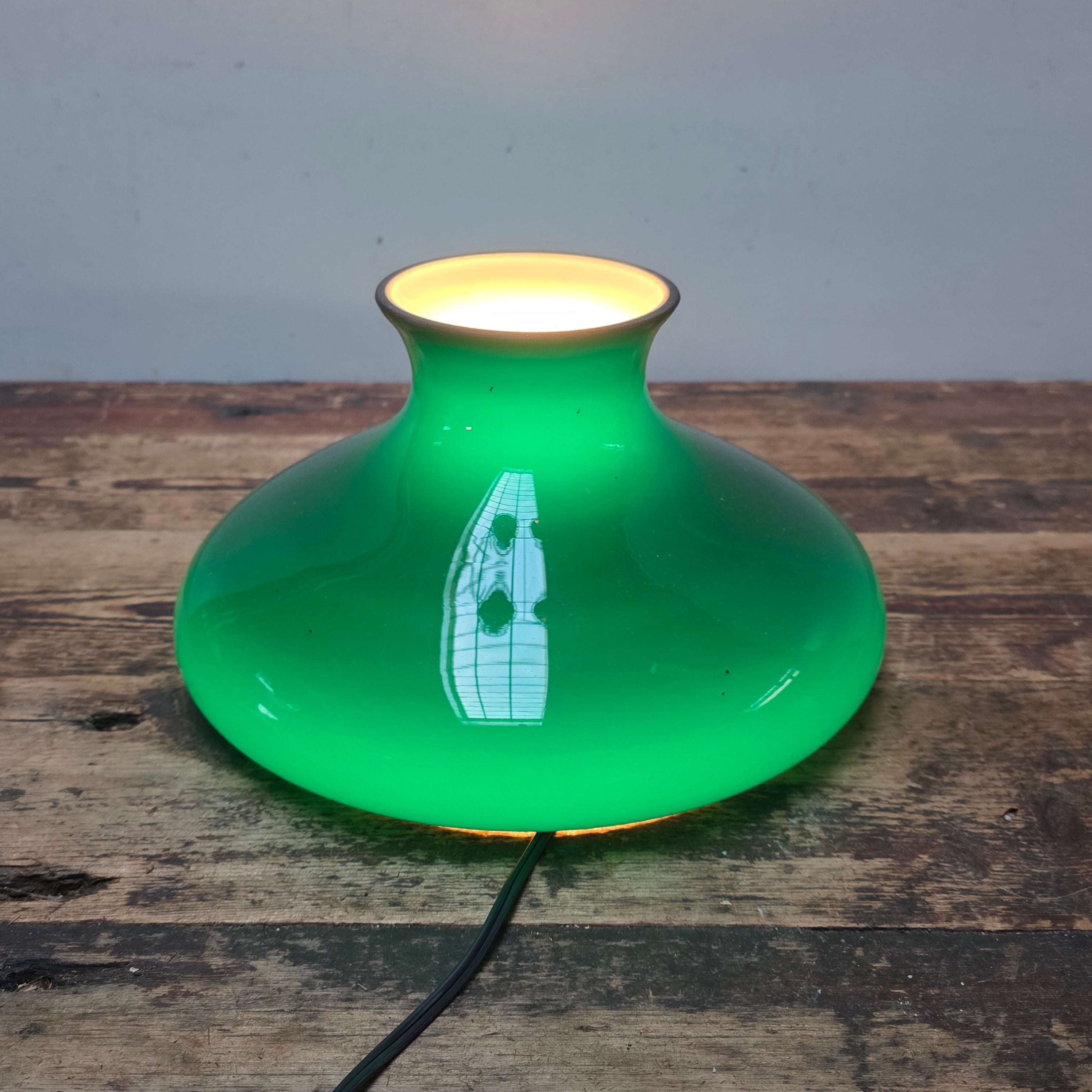 Vintage Lightcraft of California Emerald Green Glass Lamp Shade 11.75"Dia x 6.5"H