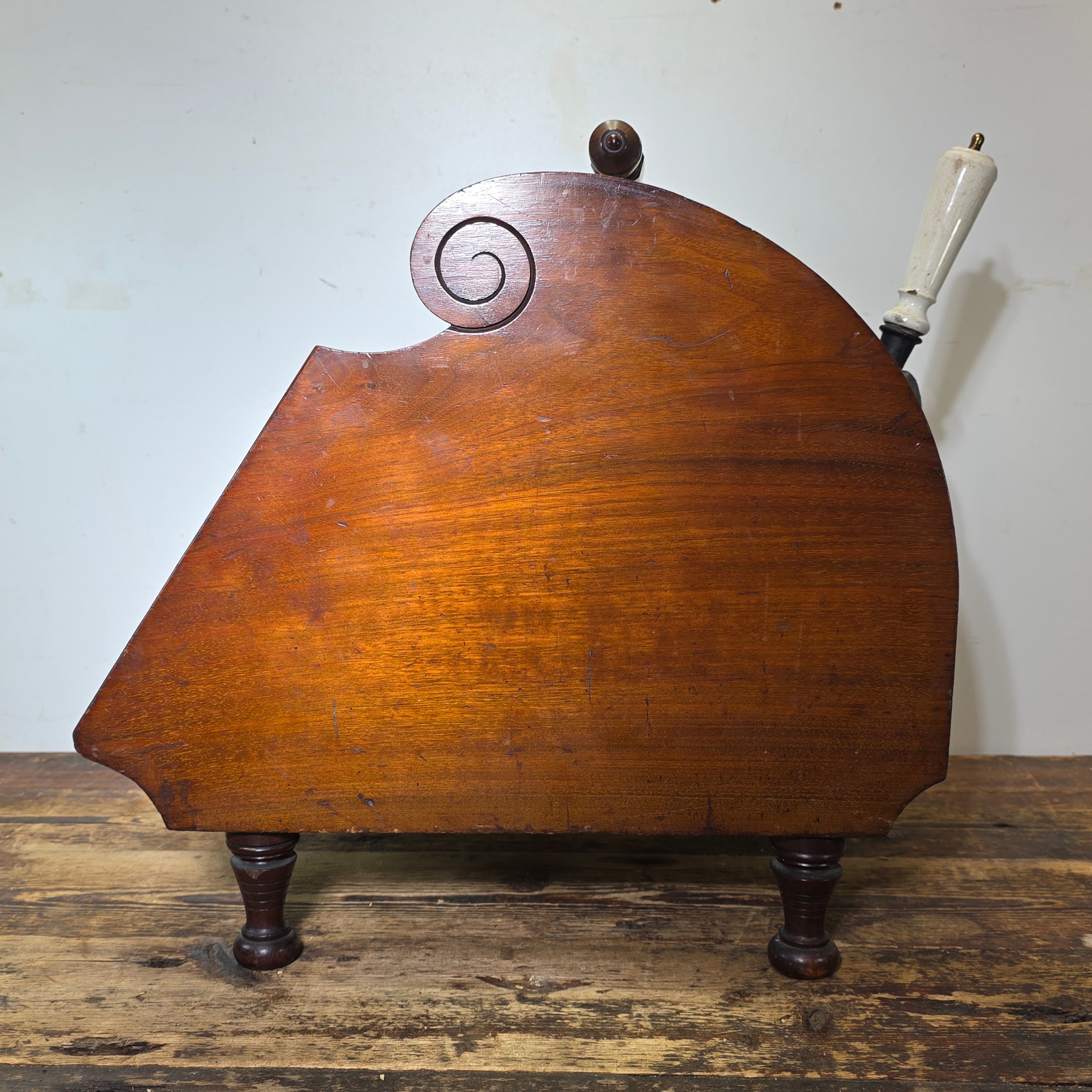 Antique Victorian Oak Coal Scuttle Box Brass Handle w/ Shovel 1900s