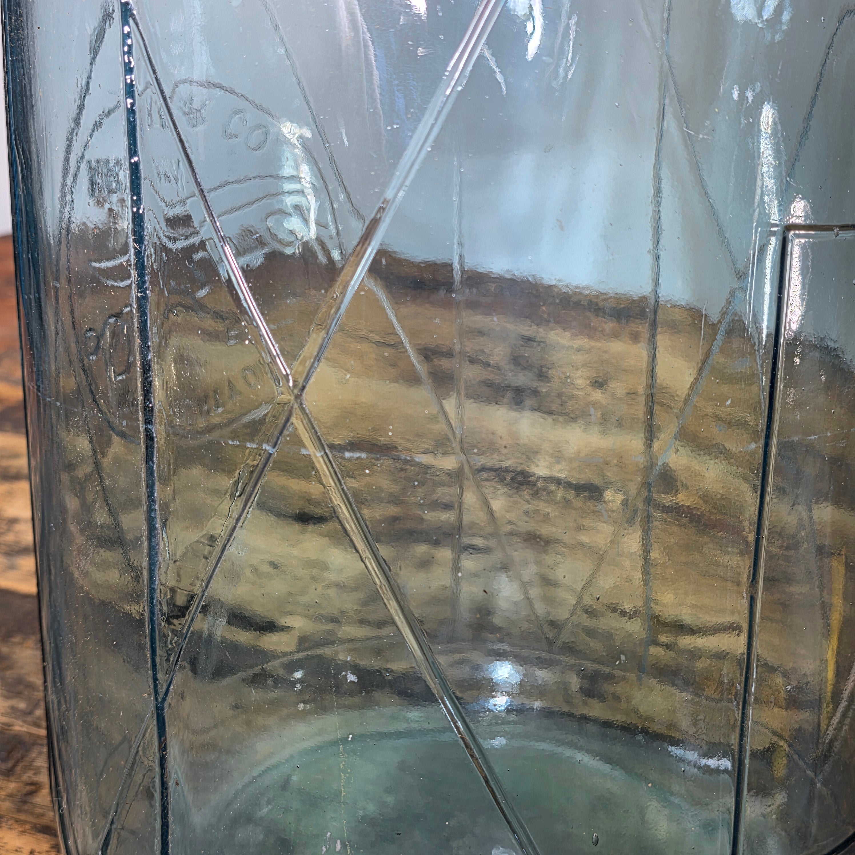 Vintage Deep Rock 5 Gallon Glass Carboy Water Bottle Diamond Embossed Aqua 76 GPD