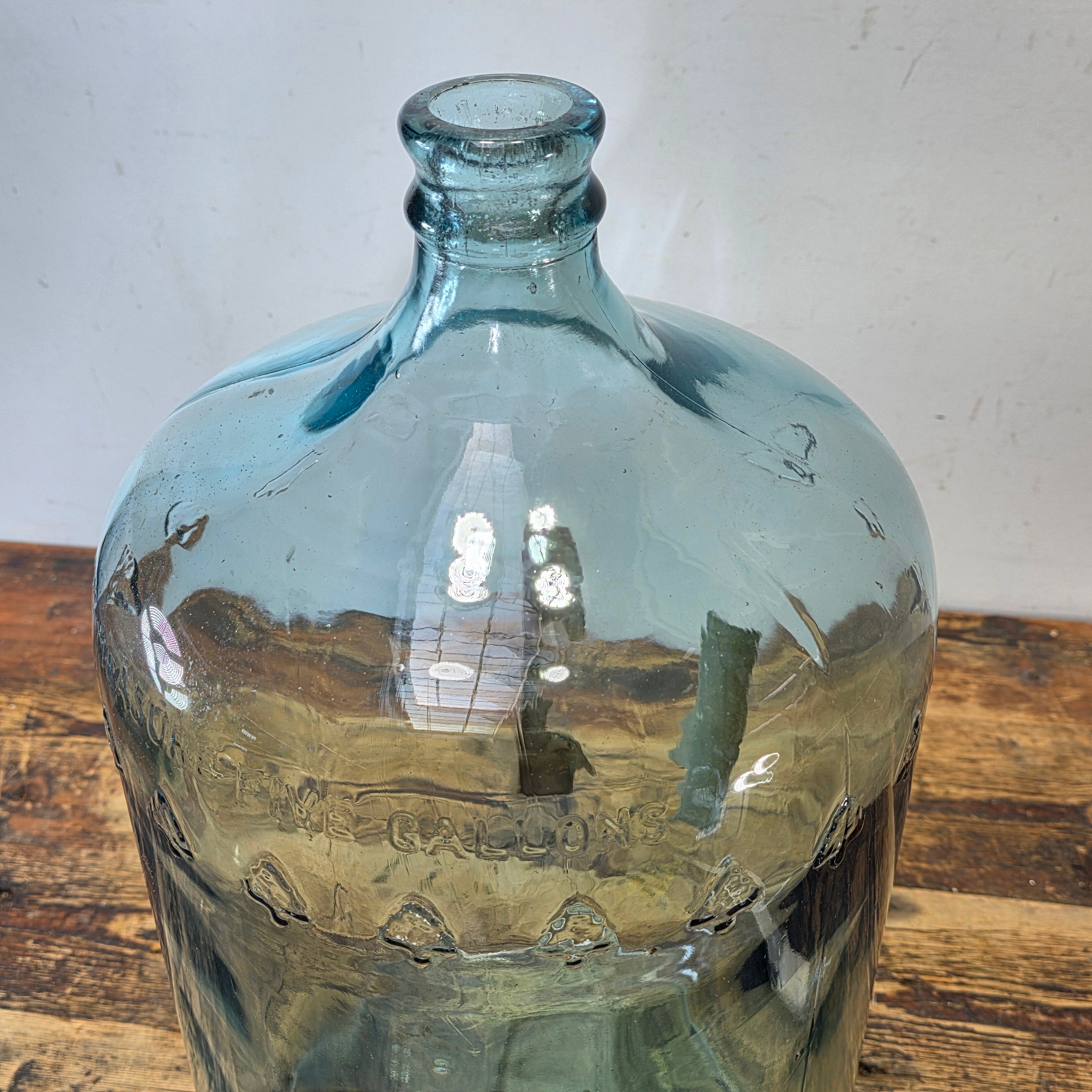 1960s Arrowhead Puritas 5 Gallon Blue Glass Water Bottle Embossed