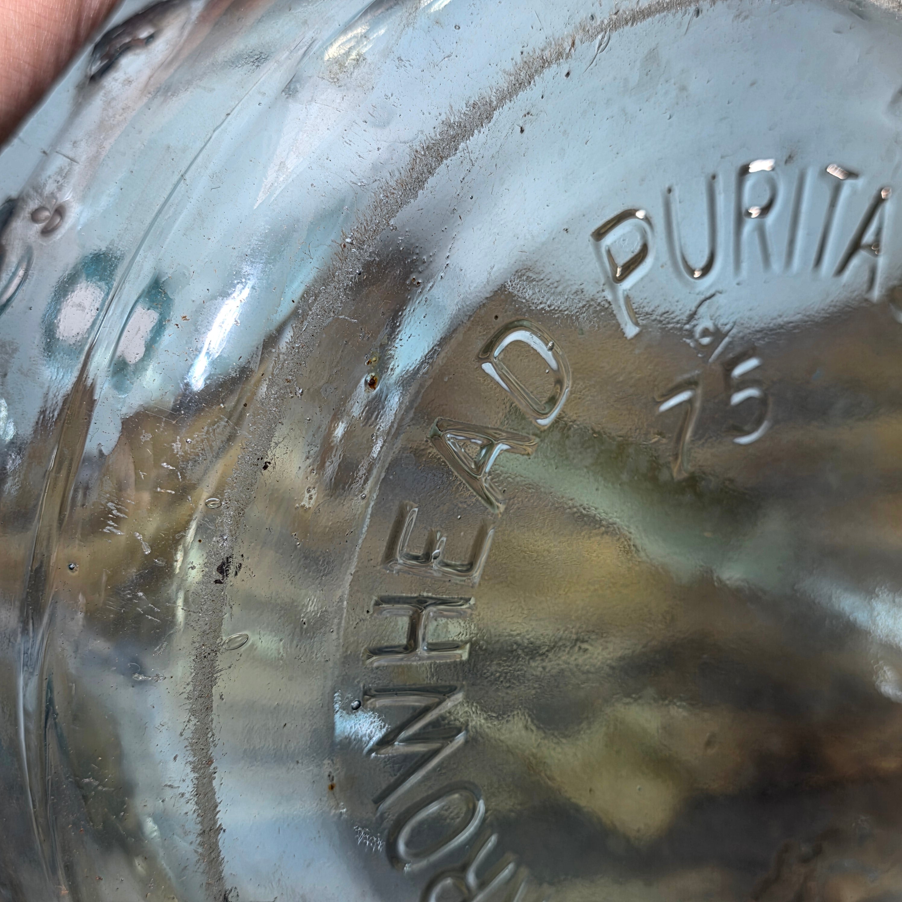 1960s Arrowhead Puritas 5 Gallon Blue Glass Water Bottle Embossed