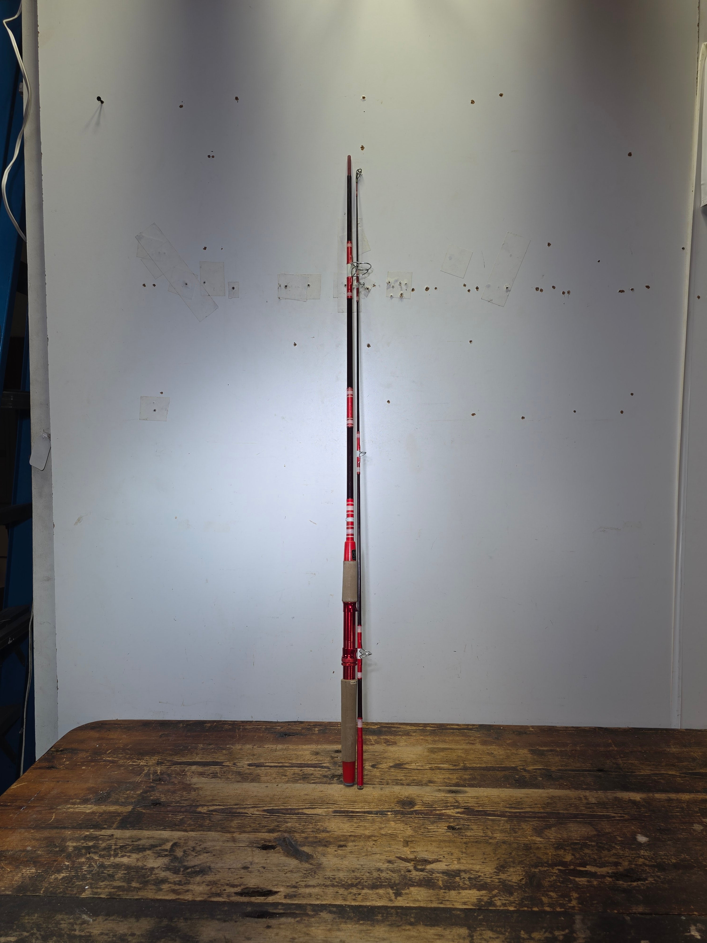 Vintage 1970s Japanese Glass Fishing Rod 7'2" 2pc Red Silver Star