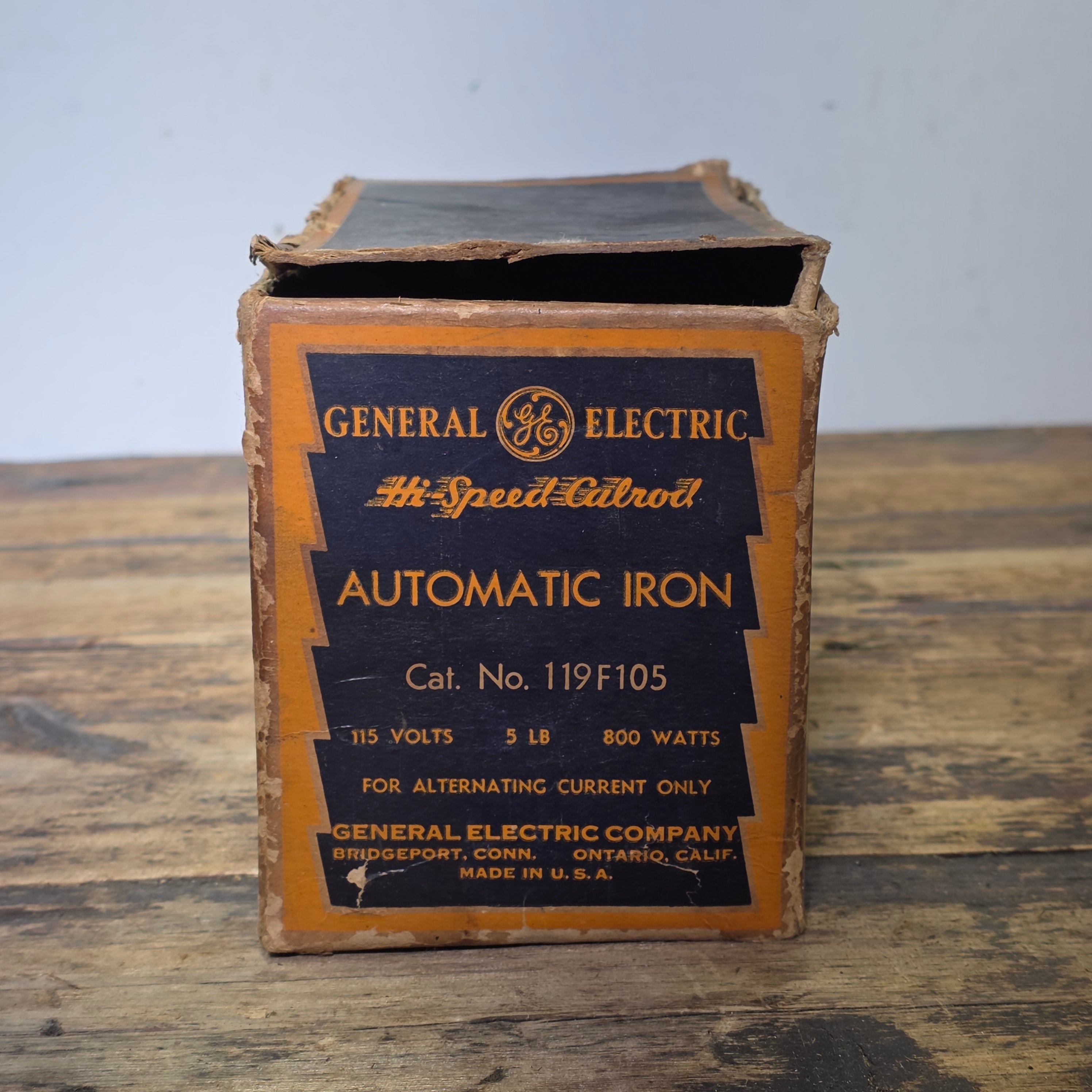 Vintage GE Edison Electric Iron Antique Chrome Metal Wood Handle 249F77 1920s