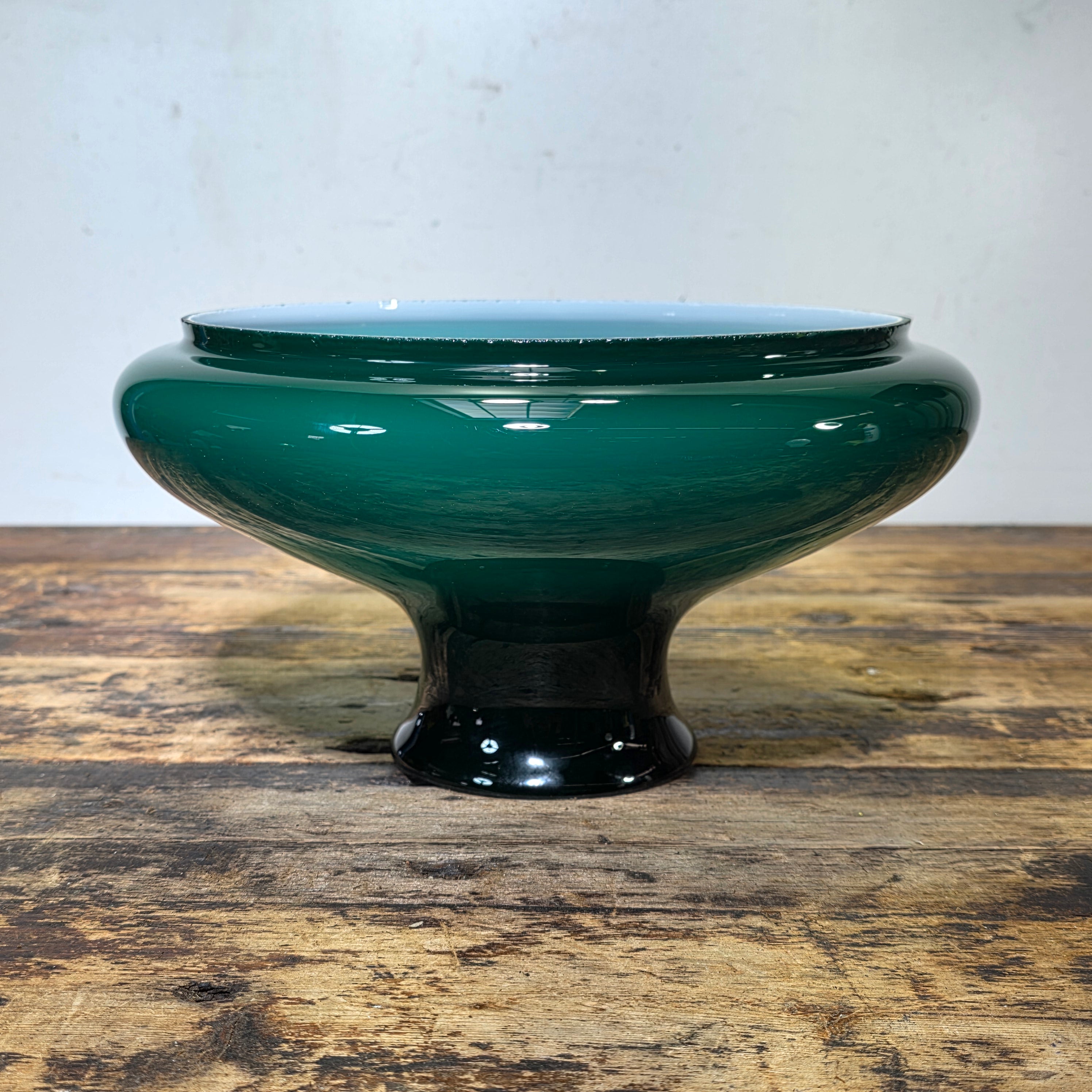 Vintage Lightcraft of California Emerald Green Glass Lamp Shade 11.75"Dia x 6.5"H