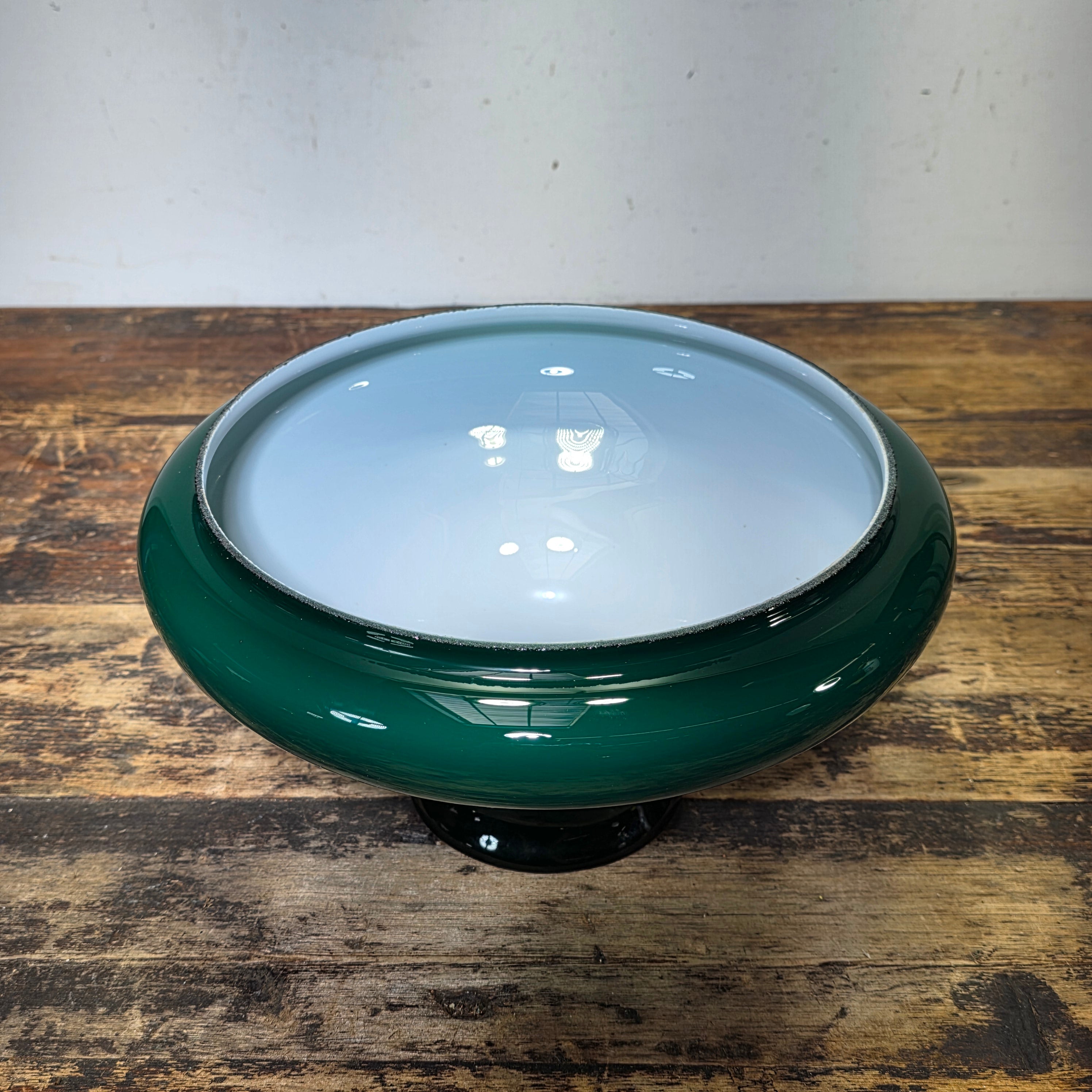 Vintage Lightcraft of California Emerald Green Glass Lamp Shade 11.75"Dia x 6.5"H