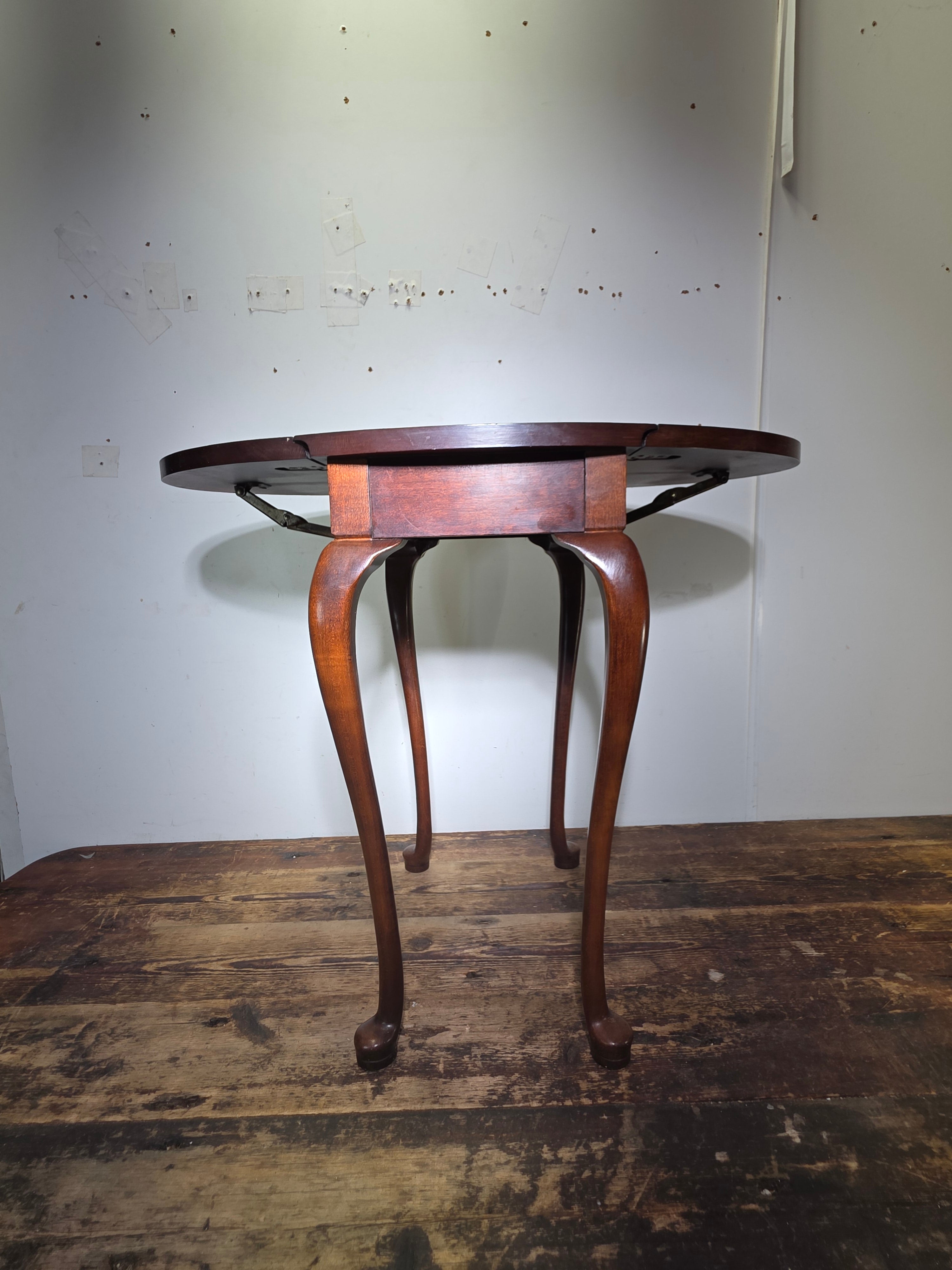 Vintage Carl Forslund Drop Leaf Side Table Walnut Queen Anne Grand Rapids MI 50s