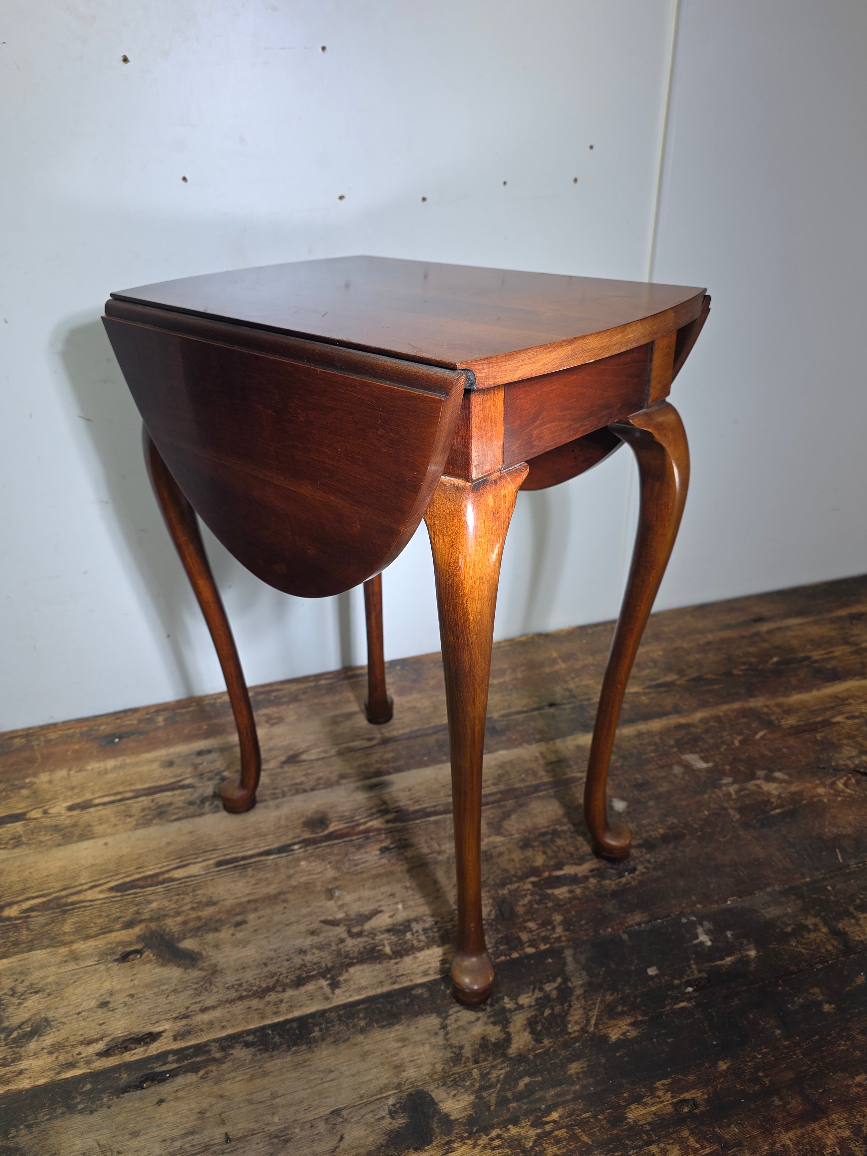 Vintage Carl Forslund Drop Leaf Side Table Walnut Queen Anne Grand Rapids MI 50s