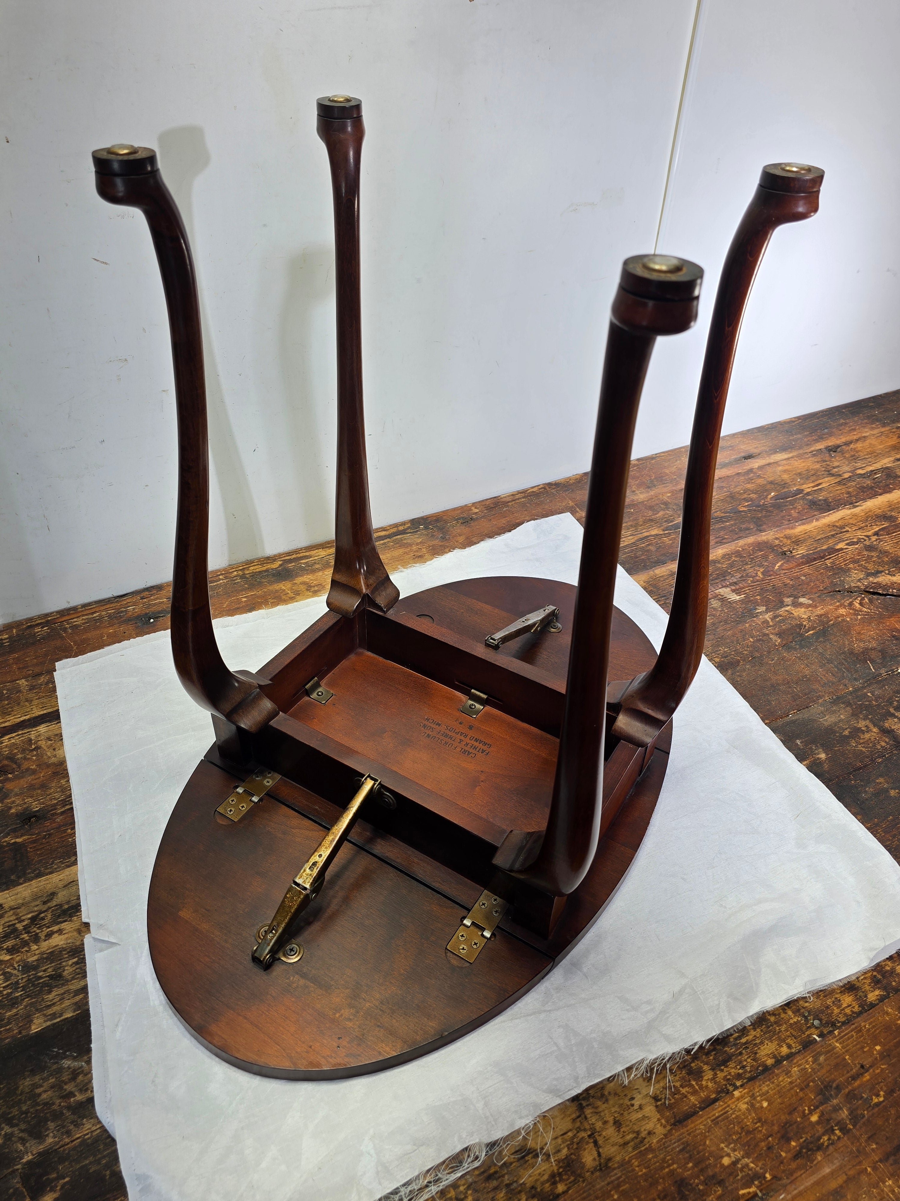 Vintage Carl Forslund Drop Leaf Side Table Walnut Queen Anne Grand Rapids MI 50s