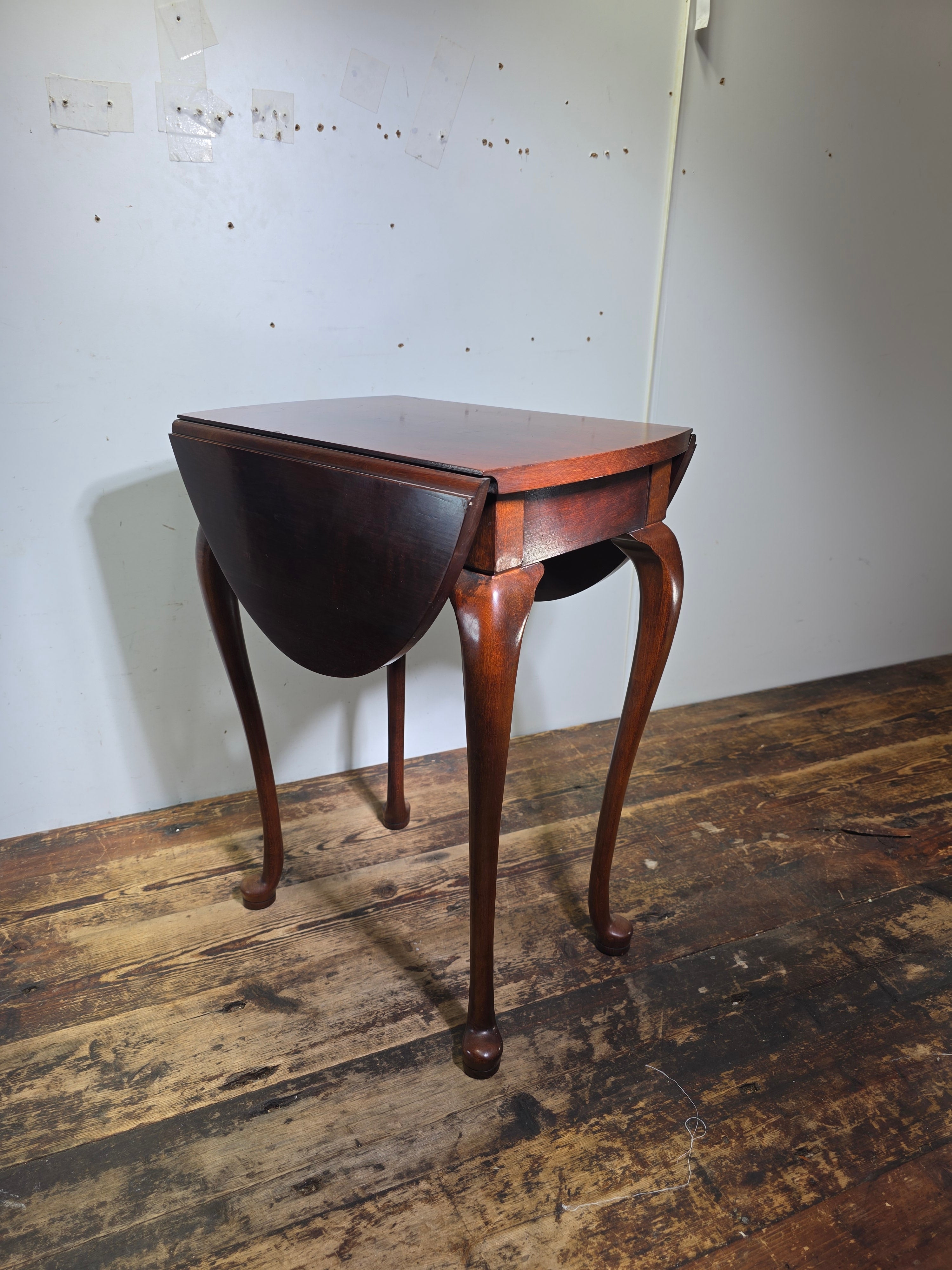Vintage Carl Forslund Drop Leaf Side Table Walnut Queen Anne Grand Rapids MI 50s