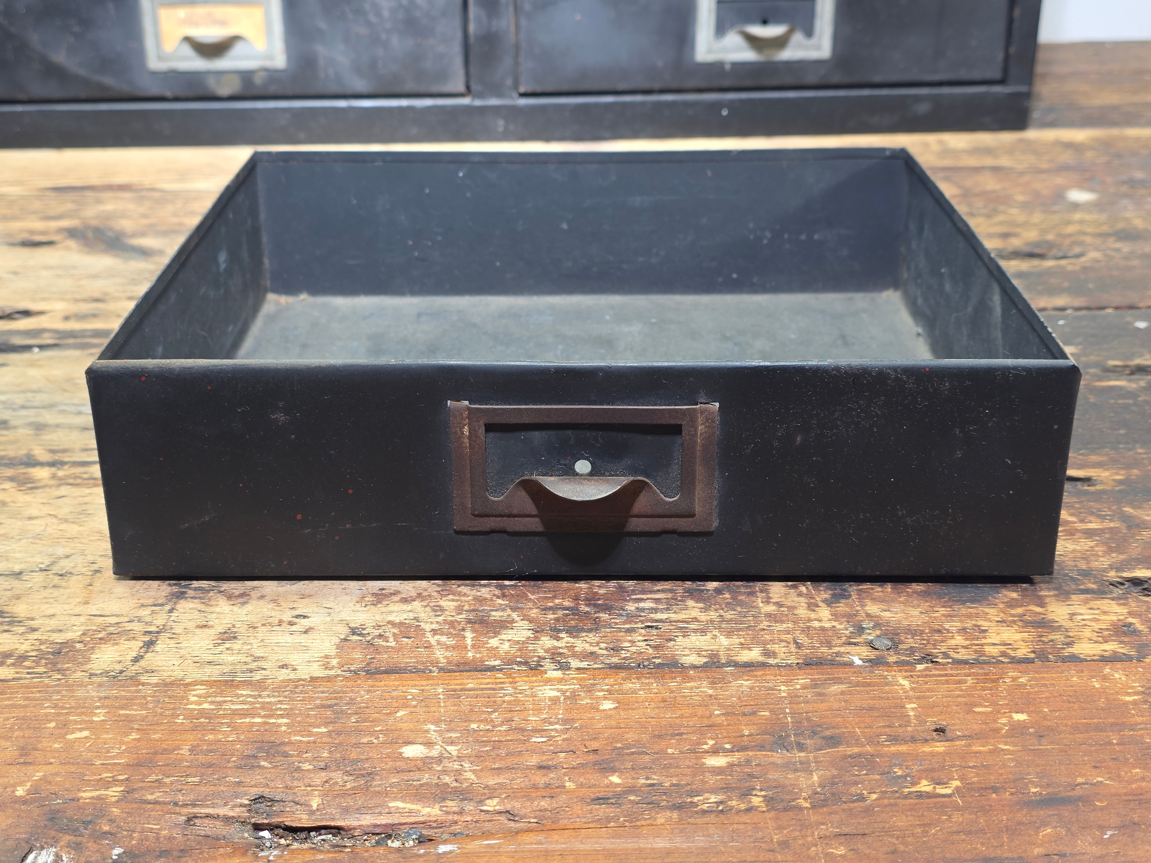 Vintage Industrial 12 Drawer Steel Cabinet Matte Black Metal Parts Storage Chest