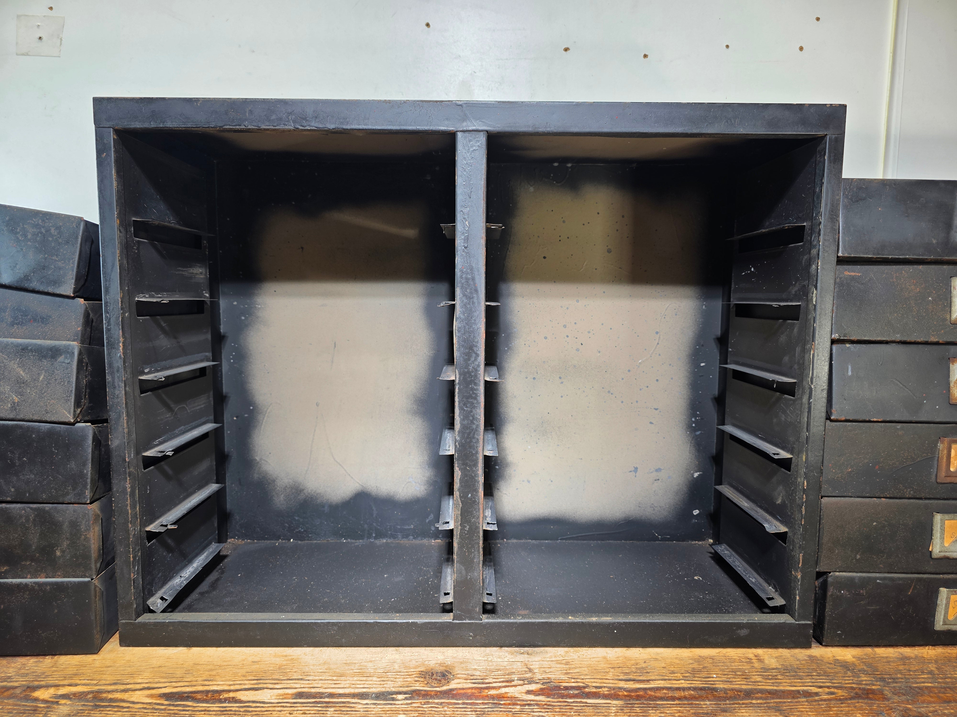 Vintage Industrial 12 Drawer Steel Cabinet Matte Black Metal Parts Storage Chest