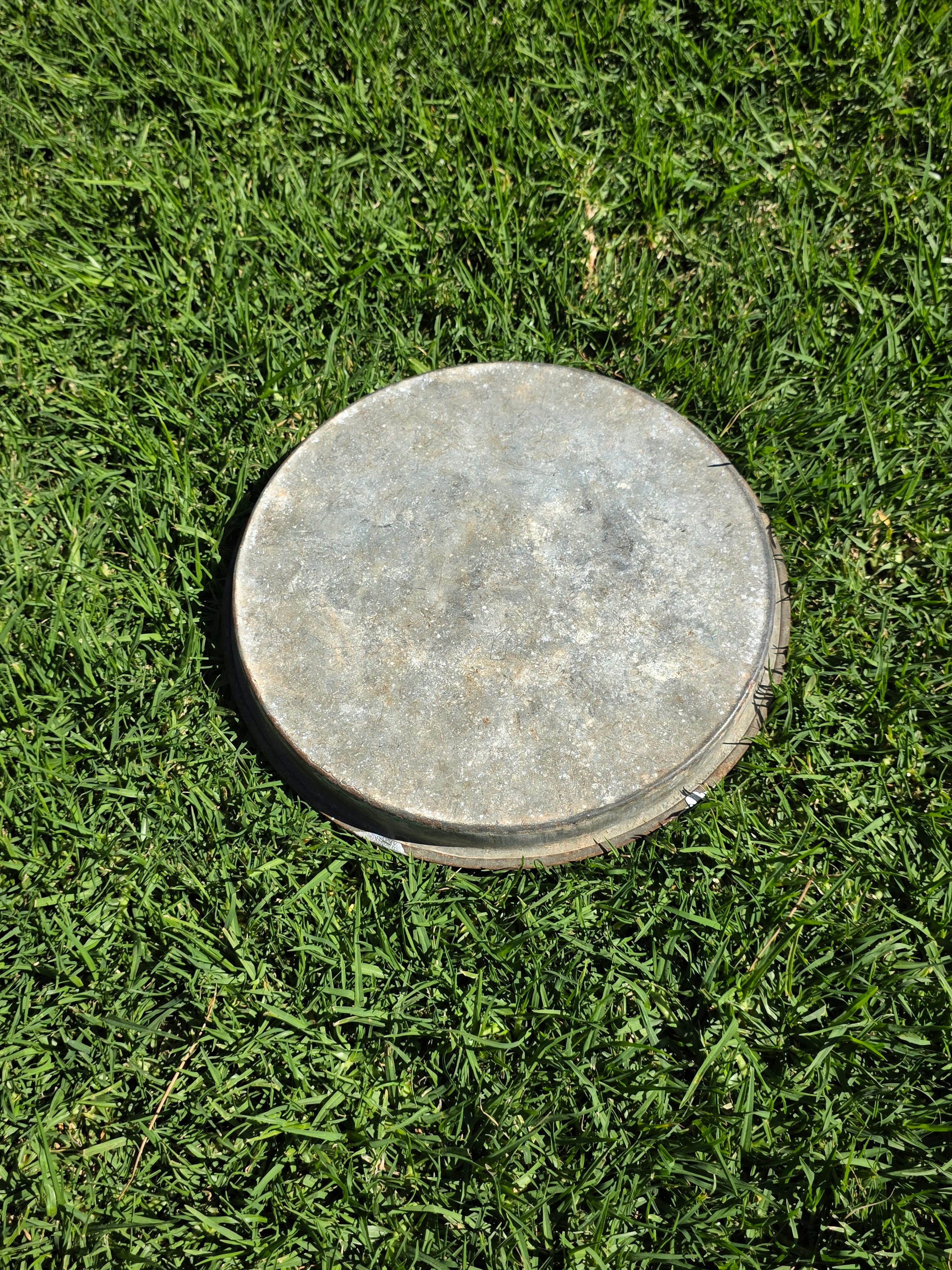 Vintage Industrial Galvanized Steel Canister Lid Heavy 11lb Smoker Planter 14"H