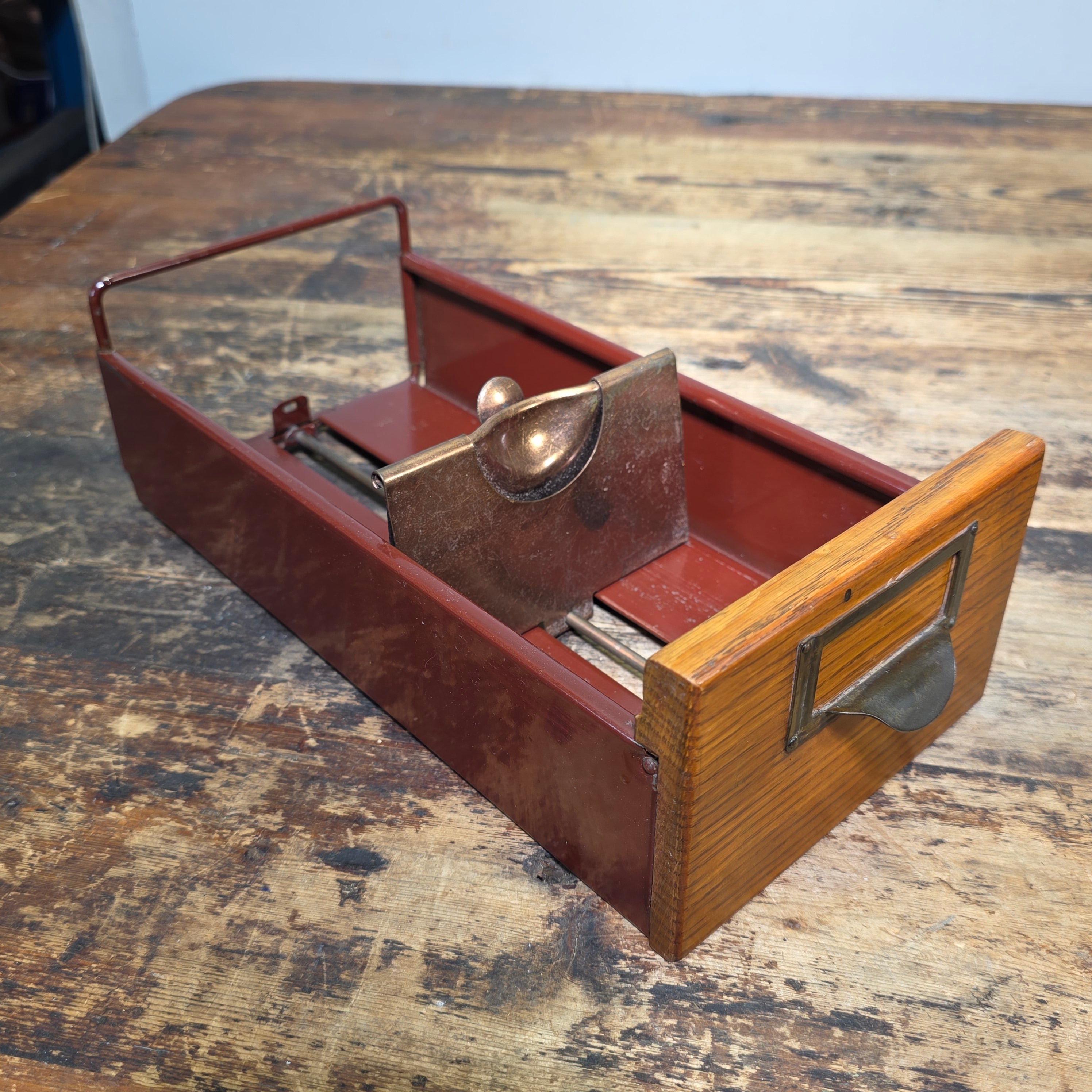 Vintage Globe Wernicke Oak Wood Index Card File Cabinet Shaw Walker A-Z Divider