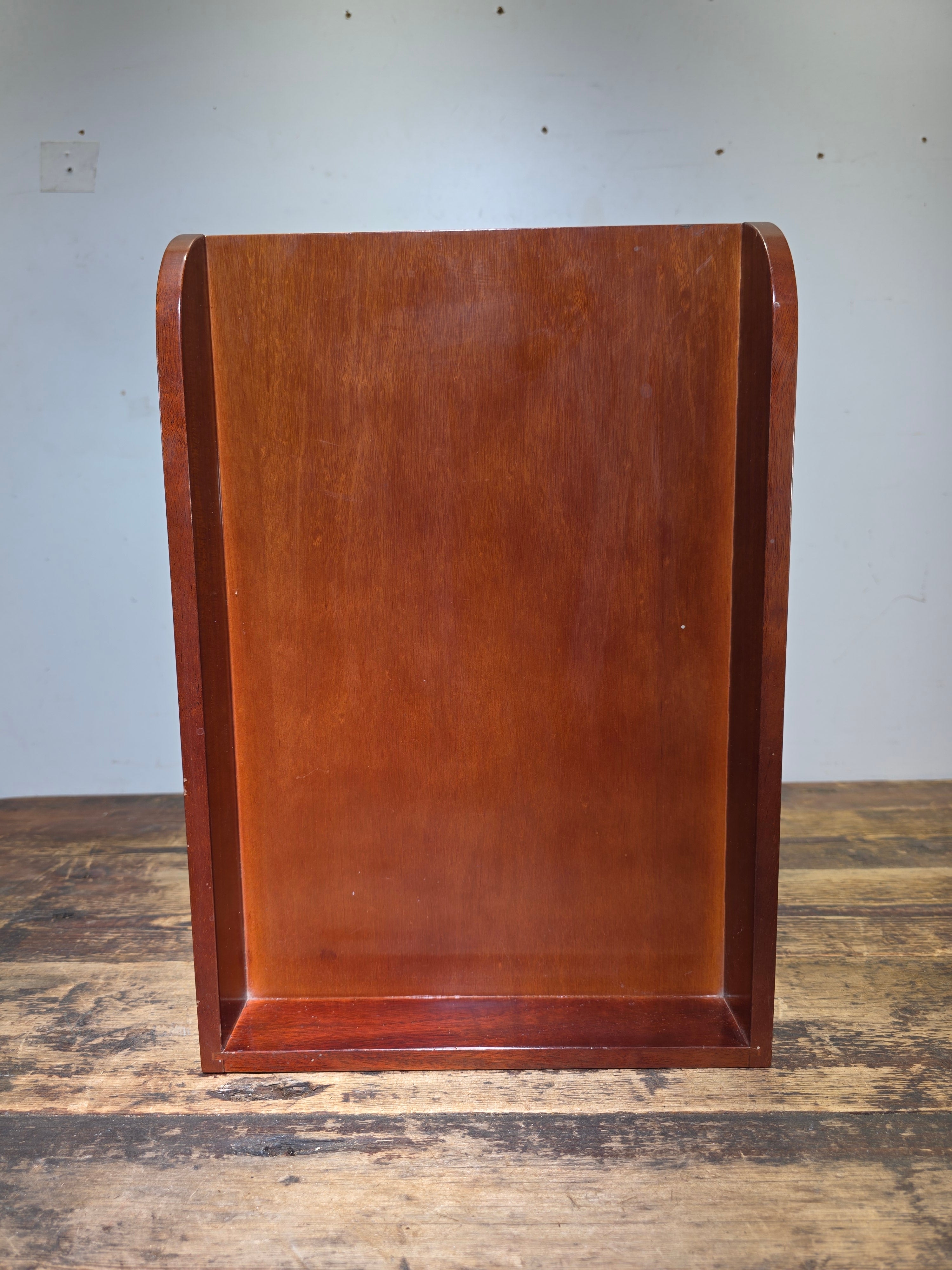 Vintage Wood Single Letter Tray Desk Organizer Mid Century Modern Rustic Style