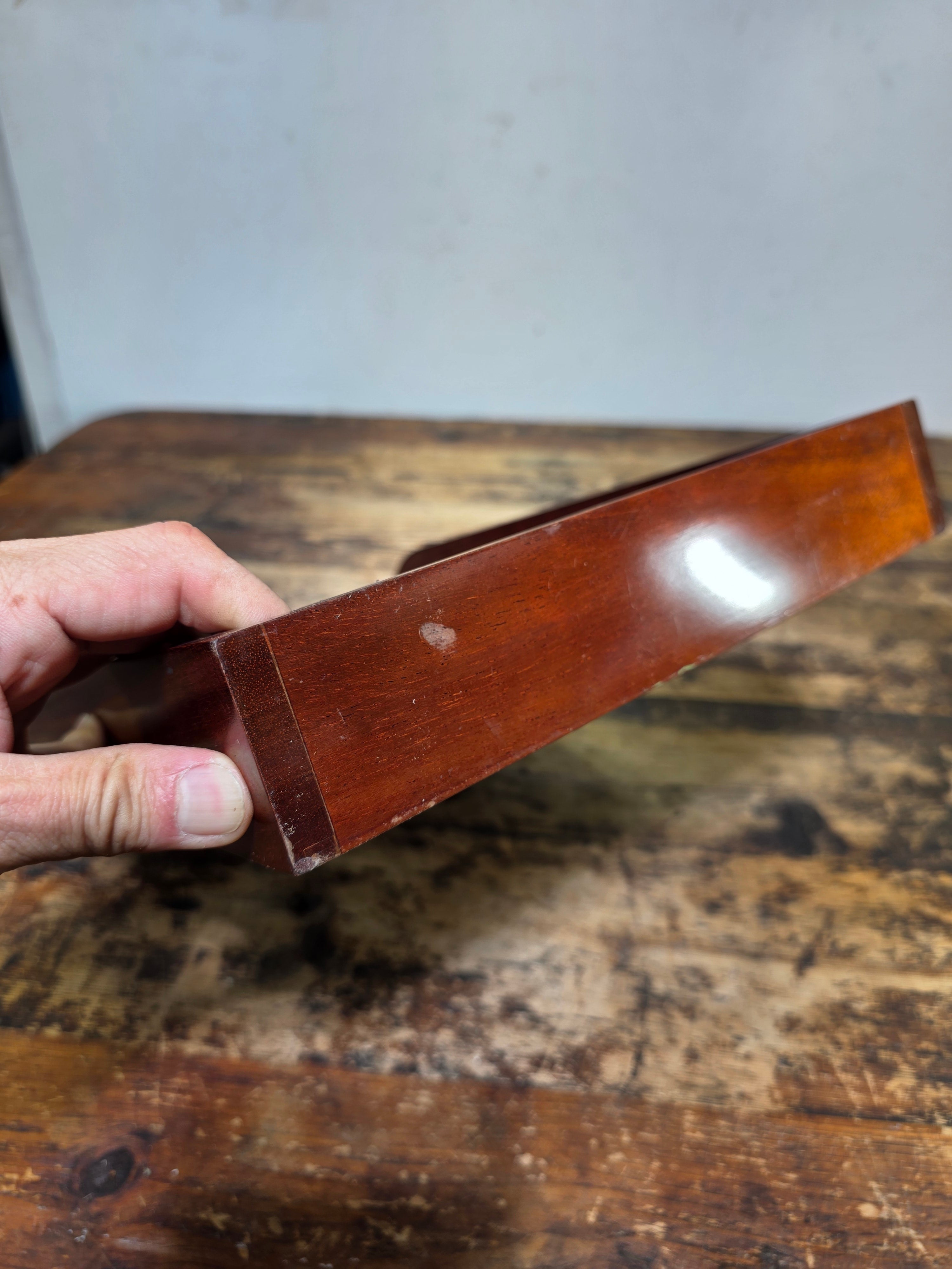 Vintage Wood Single Letter Tray Desk Organizer Mid Century Modern Rustic Style