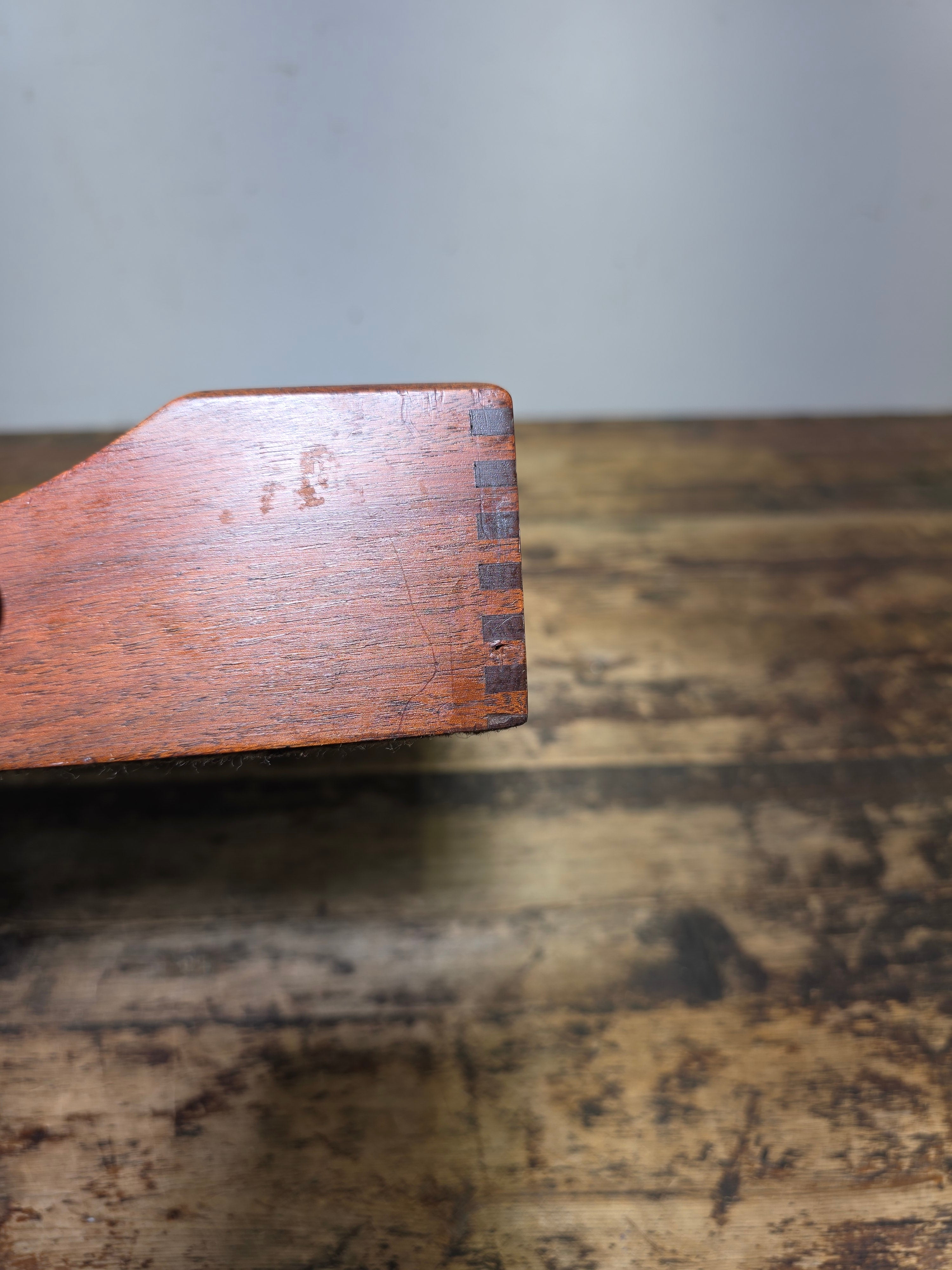 Vintage Walnut Wood Letter Tray MCM Dovetail Joint Scalloped Desk 1960s