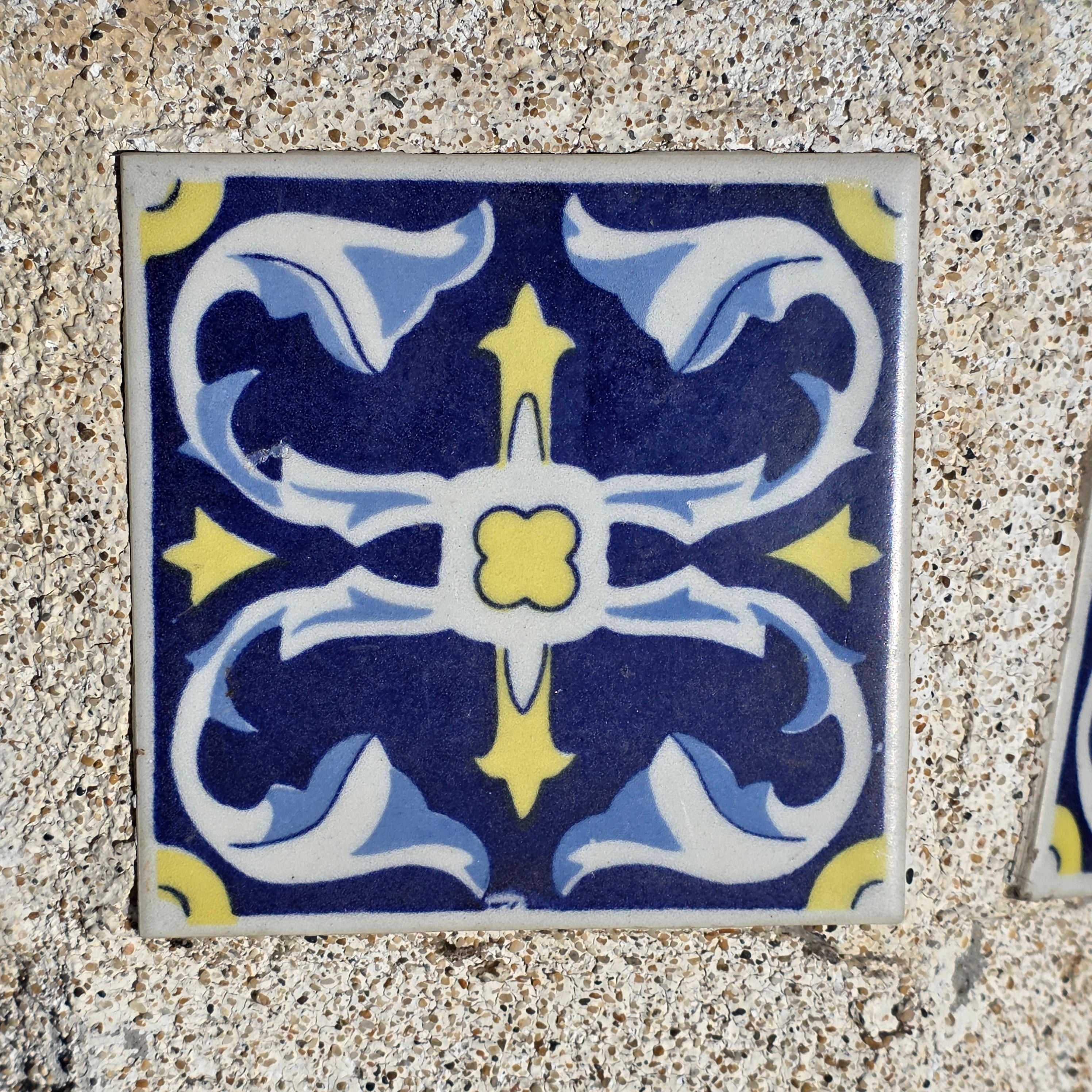 Talavera Style Ceramic Tile Concrete Planter Octagon Pot Spanish Revival 41lb