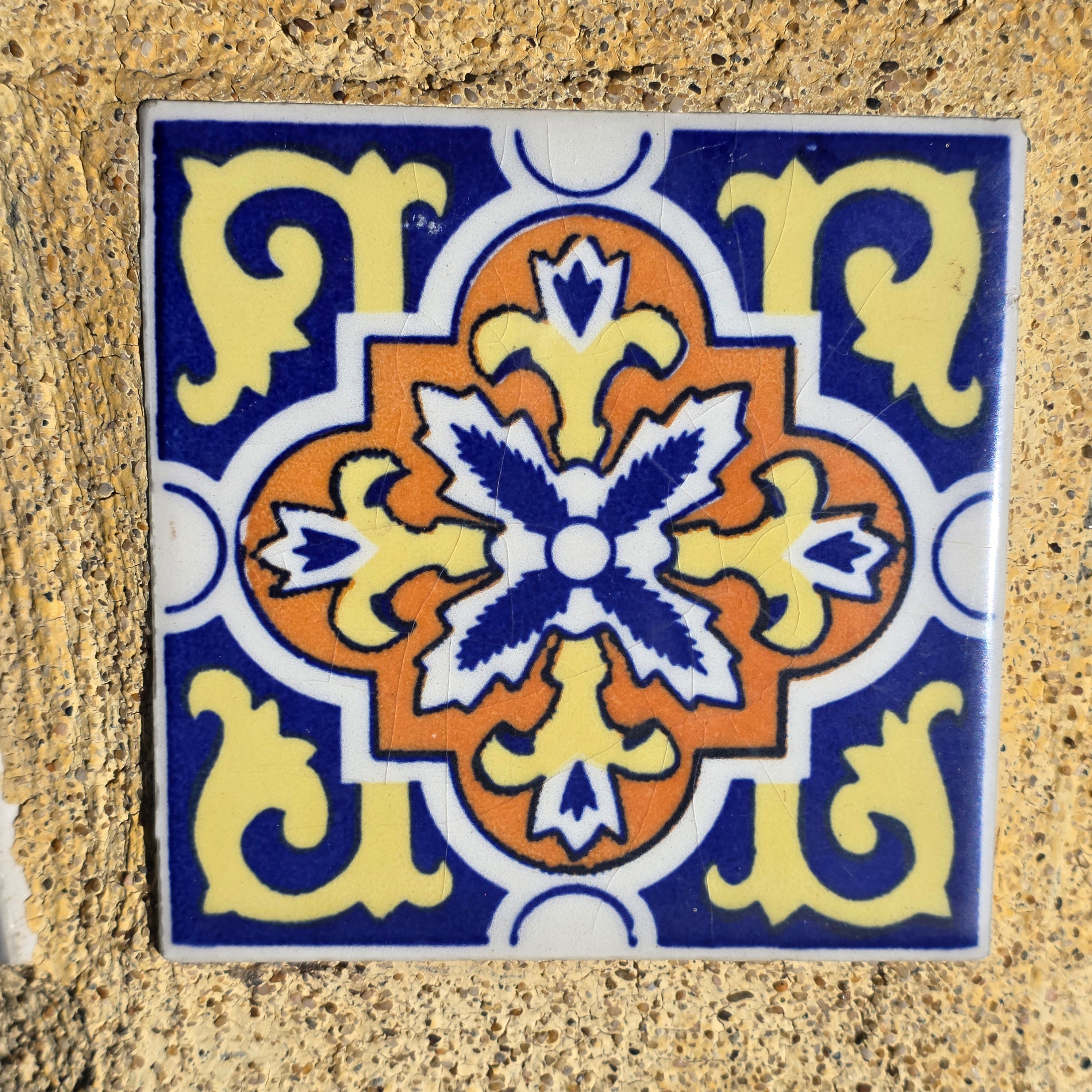 8 Talavera Style Tiles Concrete Planter Octagon Pot Spanish Revival 14" 40lb