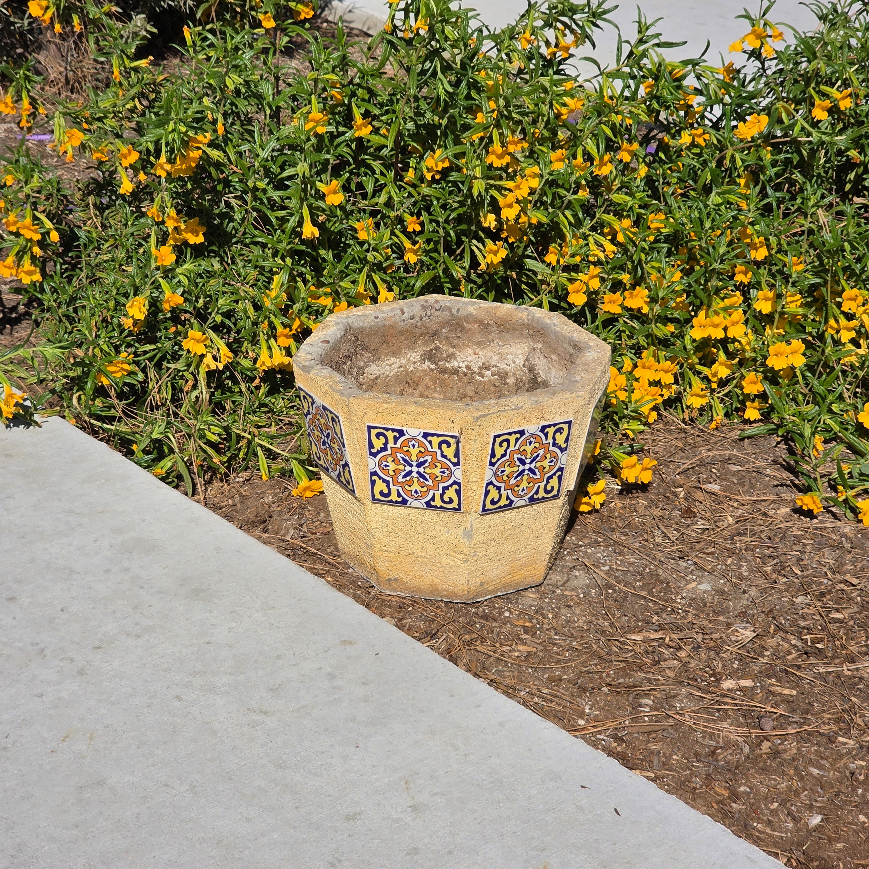 8 Talavera Style Tiles Concrete Planter Octagon Pot Spanish Revival 14" 40lb