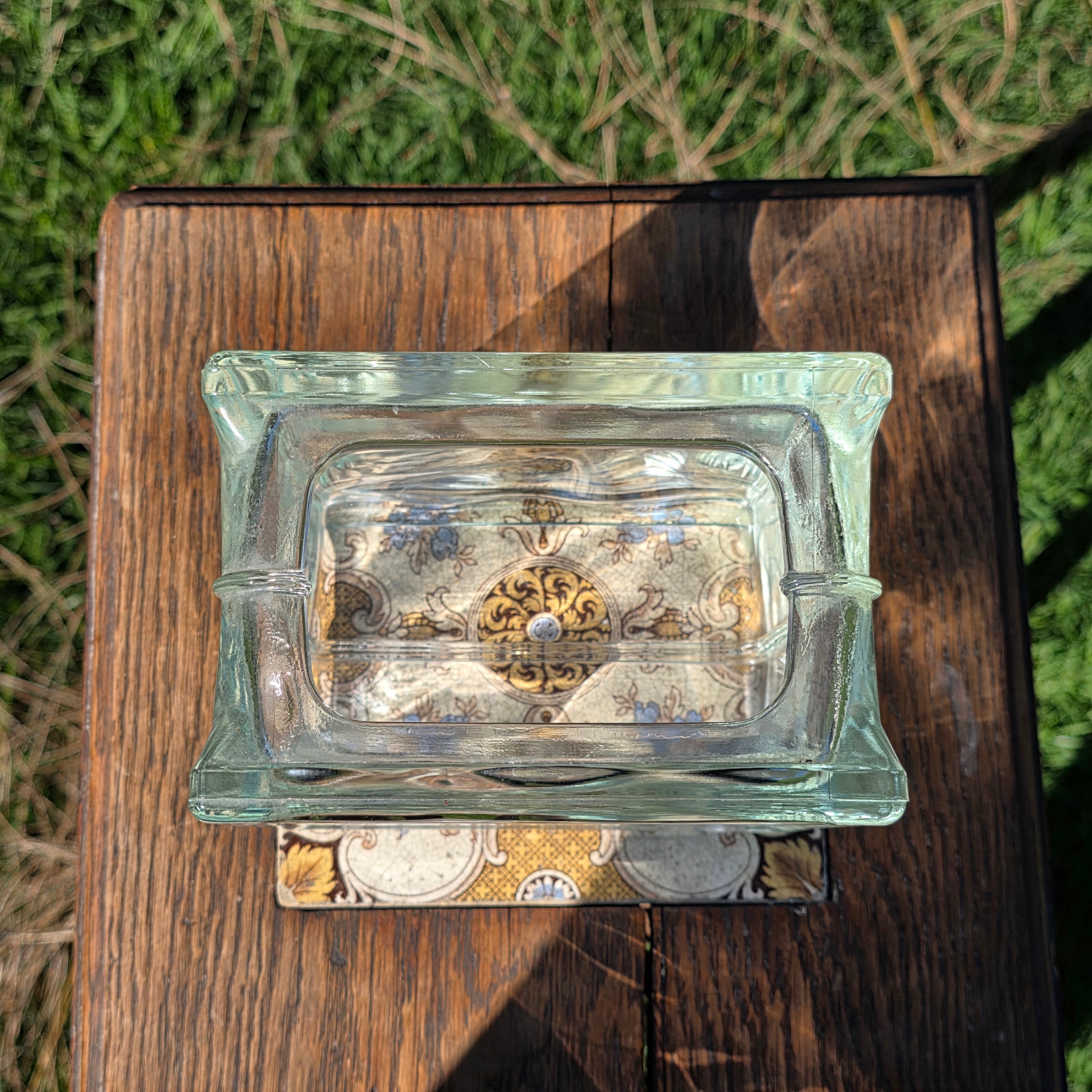 Vintage Glass Block Planter Vase Terrarium Mid Century Modern MCM Industrial 6"