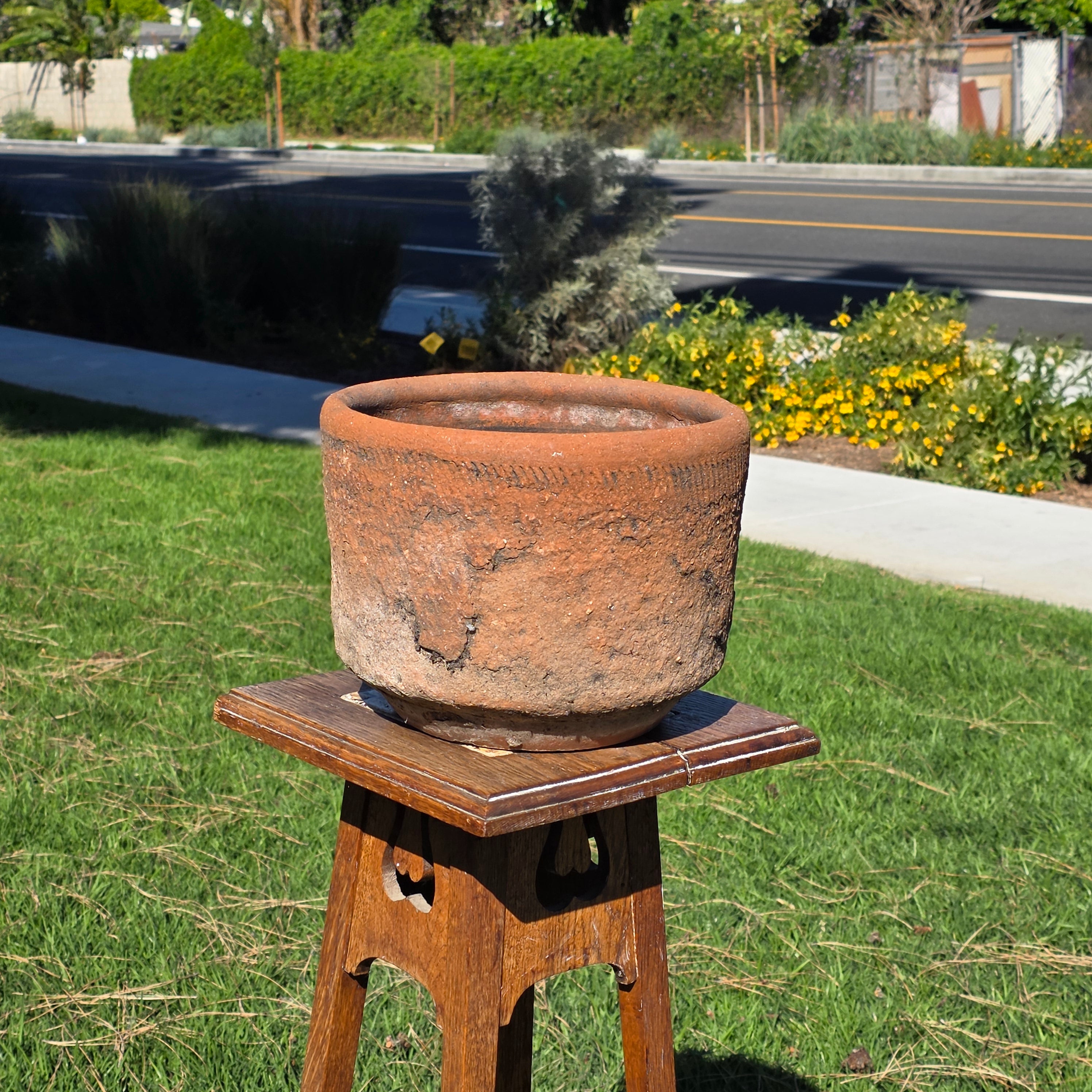 Vintage Mexican Terracotta Planter Rustic Wabi Sabi Primitive Clay Garden Pot10"