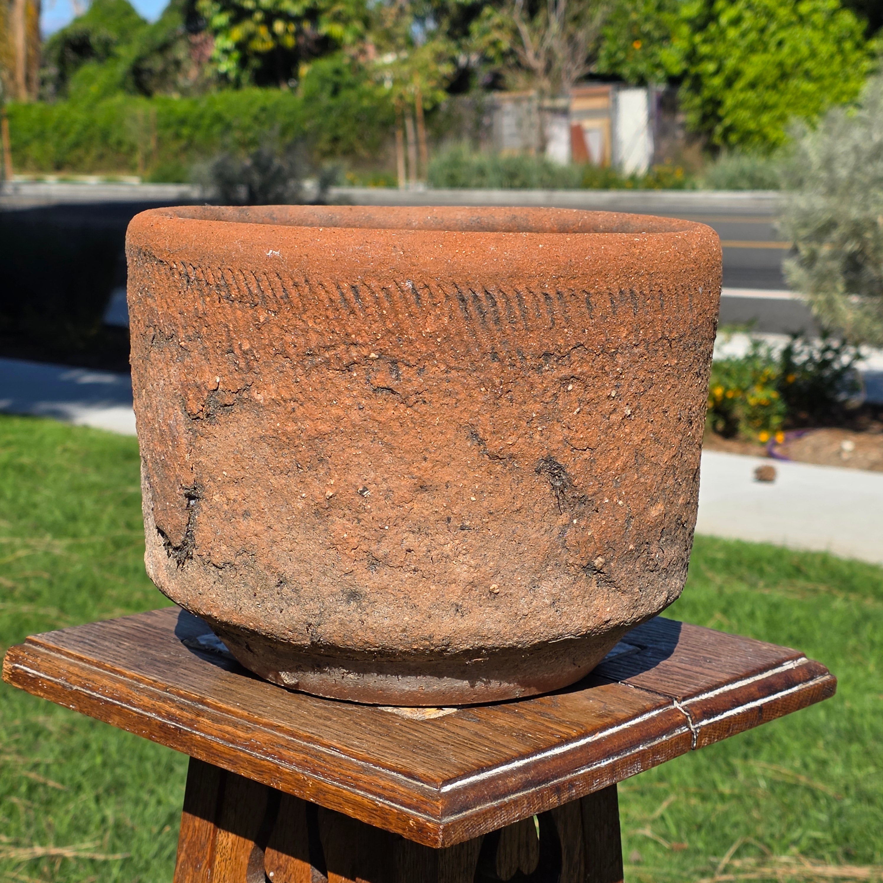 Vintage Mexican Terracotta Planter Rustic Wabi Sabi Primitive Clay Garden Pot10"