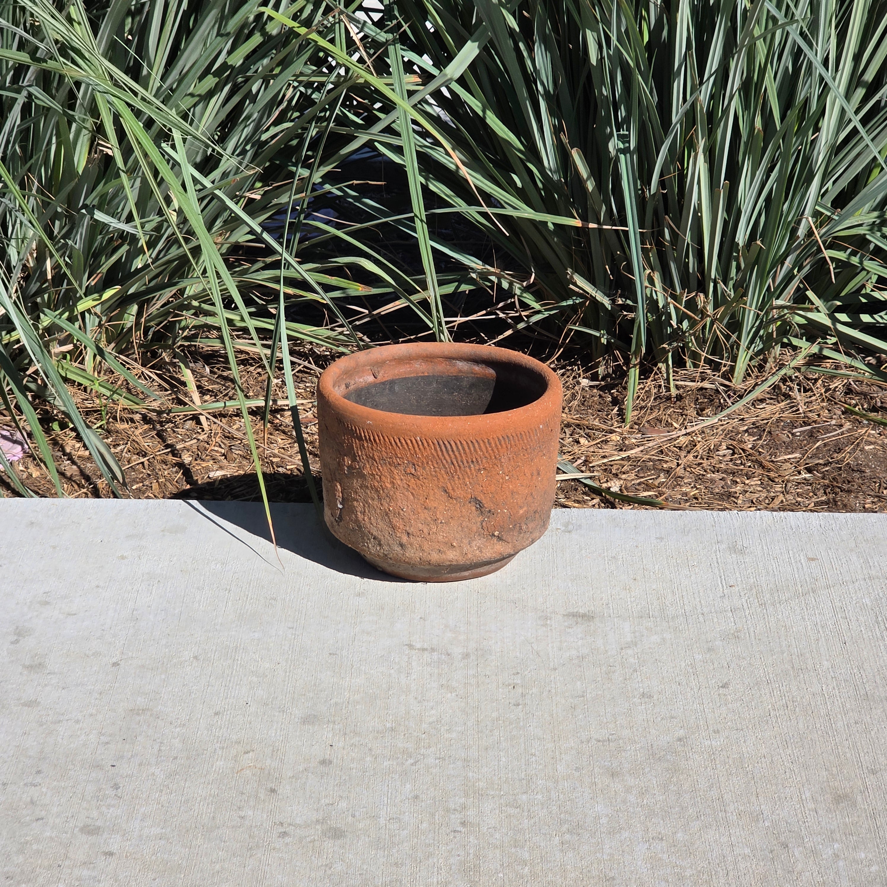 Vintage Mexican Terracotta Planter Rustic Wabi Sabi Primitive Clay Garden Pot10"