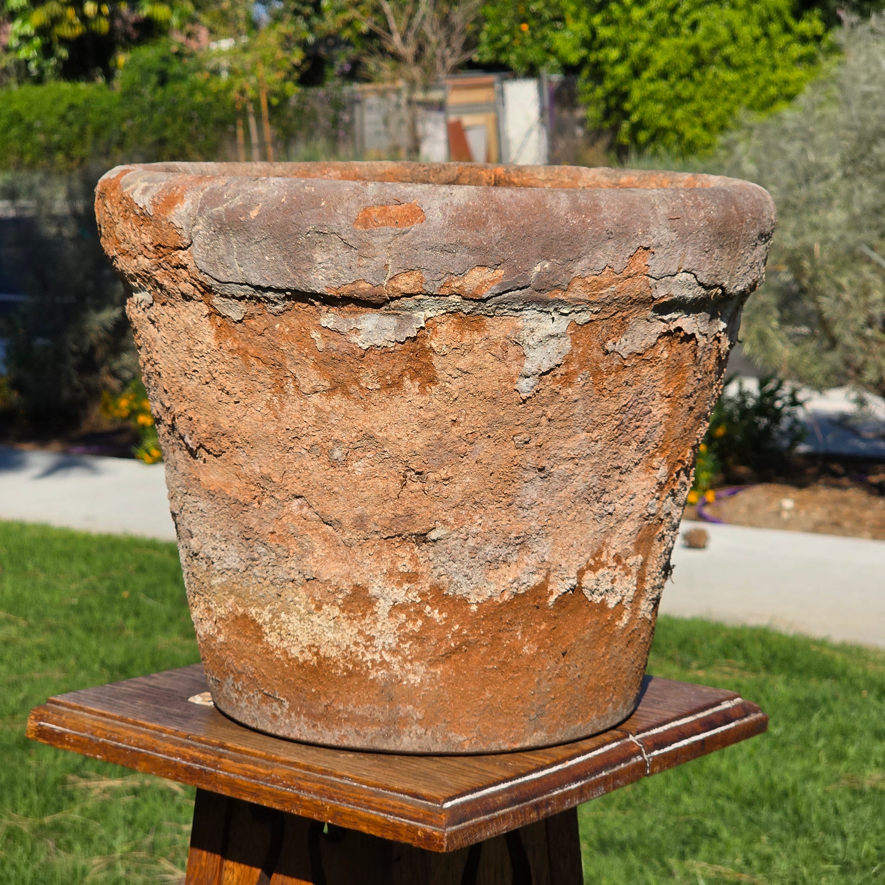 Vintage Mexican Terracotta Planter Large 13" Aged Weathered Rustic Garden Pot