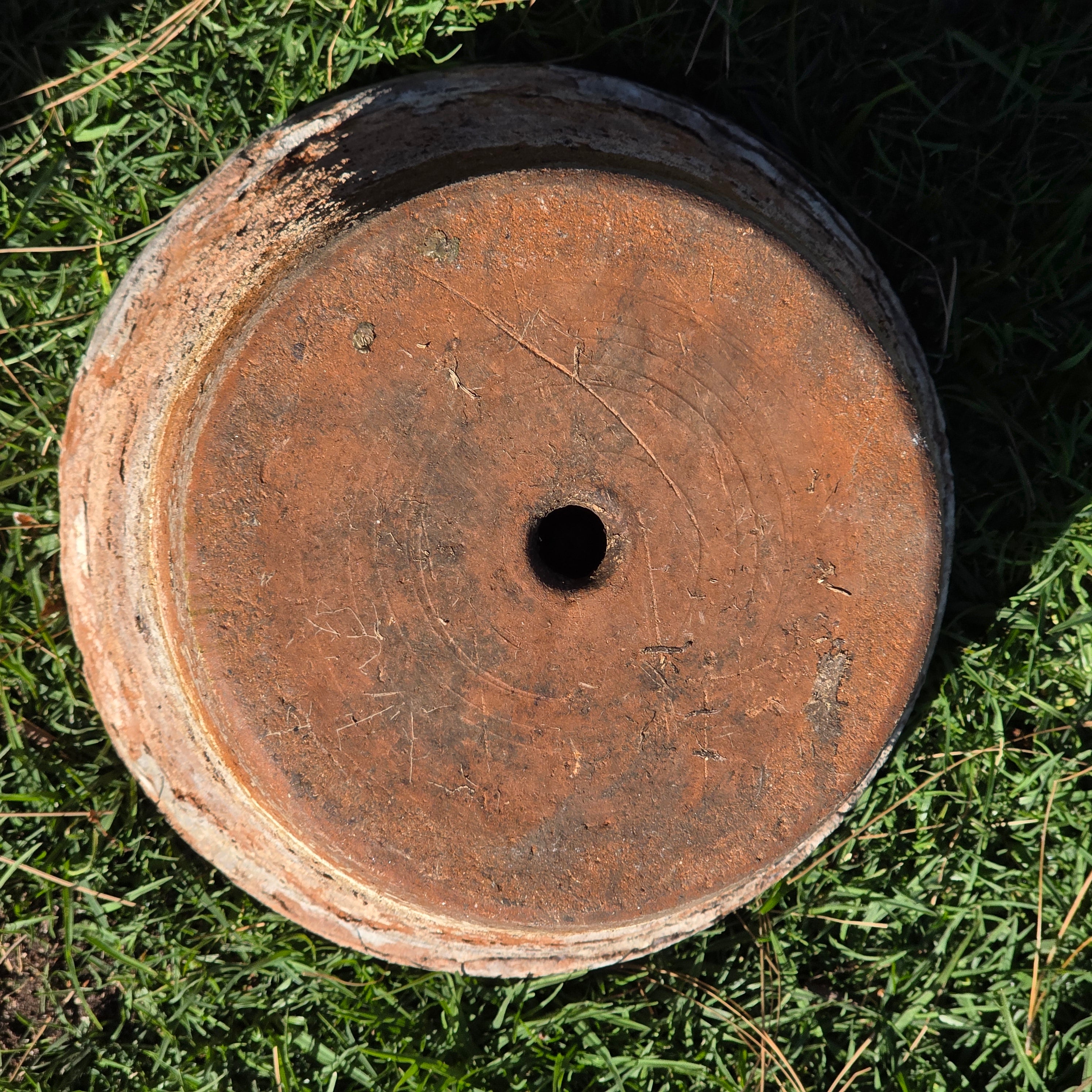 Vintage Mexican Terracotta Planter Large 13" Aged Weathered Rustic Garden Pot