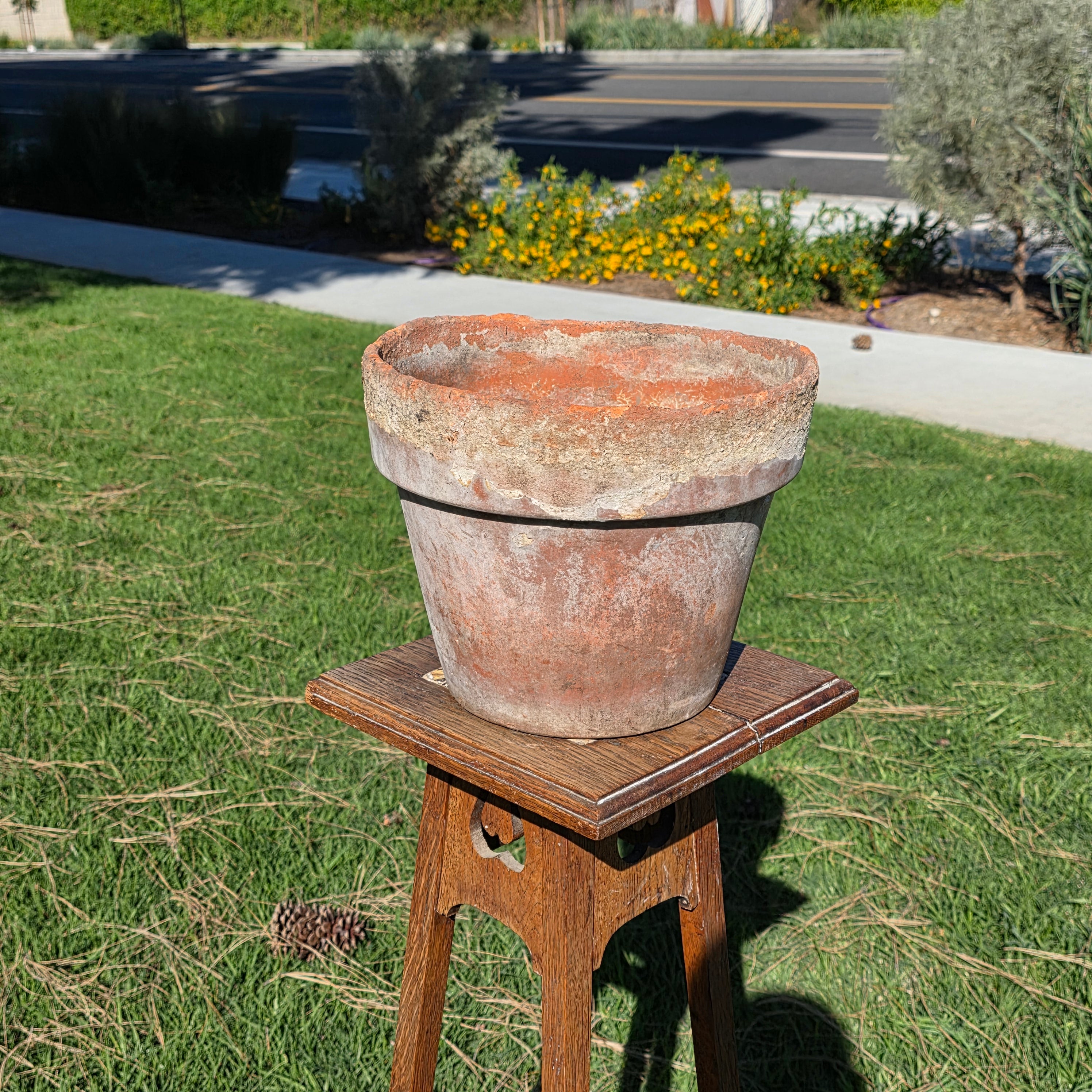 Vintage Mexican Terracotta Planter 11" Rustic Aged Weathered Clay Pot