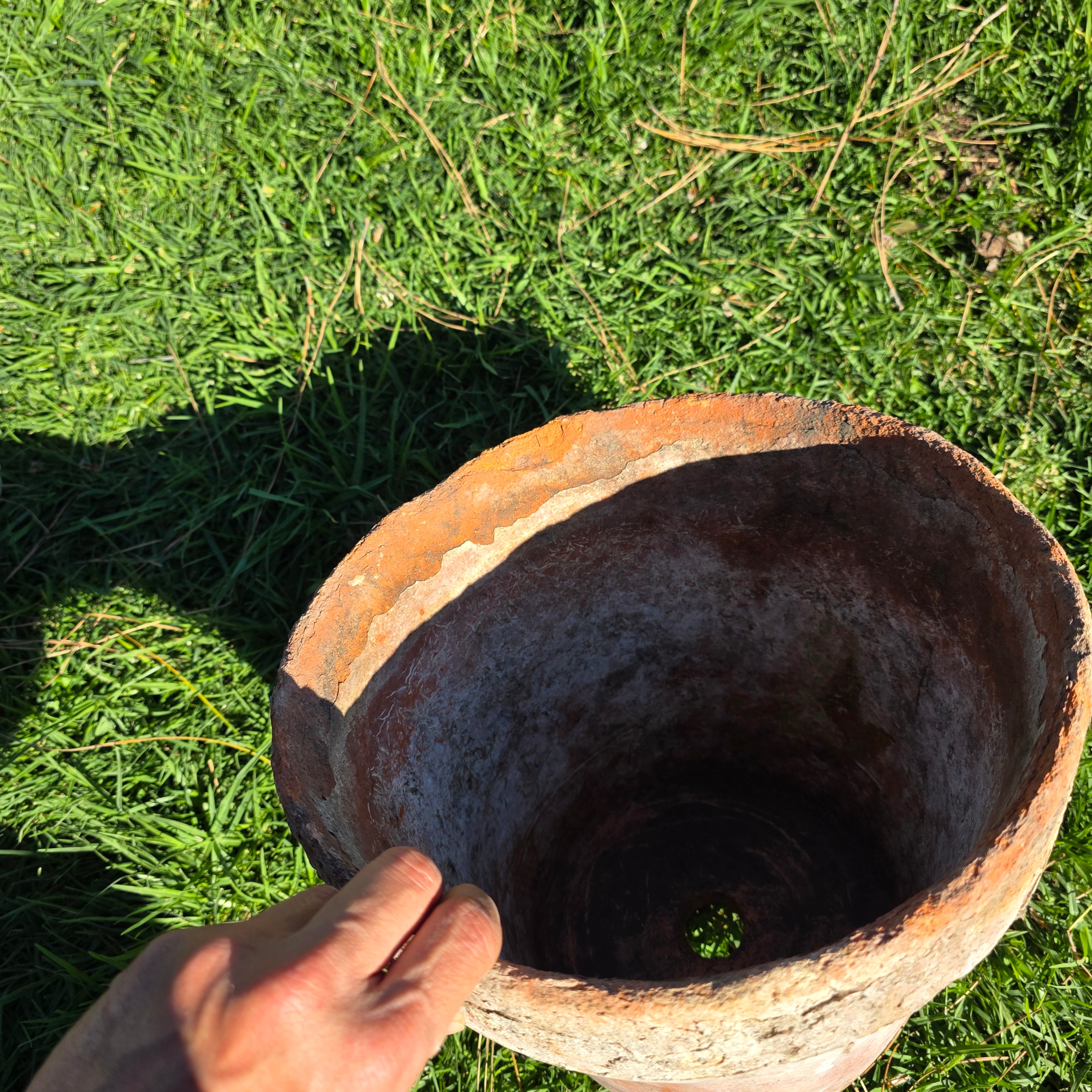 Vintage Mexican Terracotta Planter 11" Rustic Aged Weathered Clay Pot