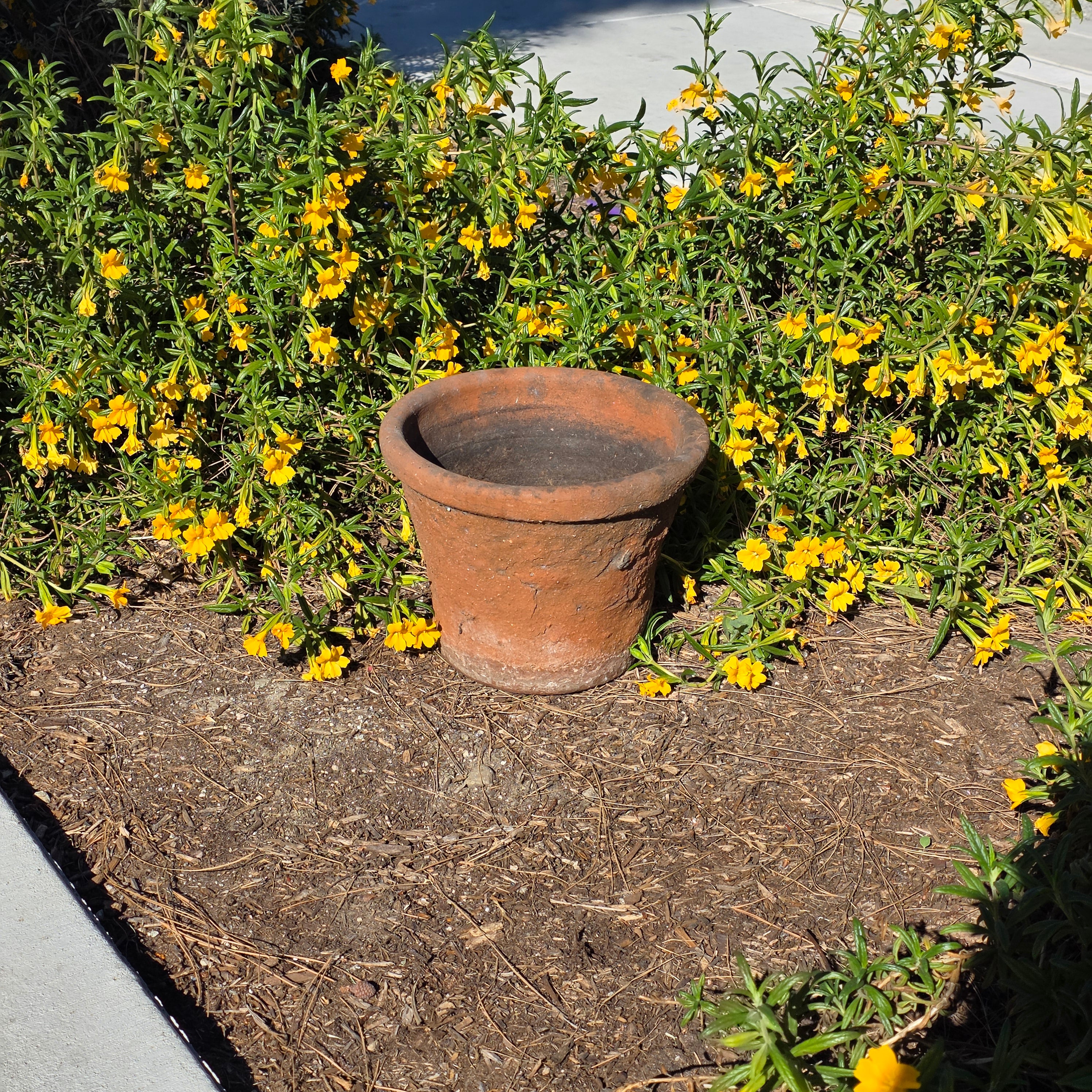 Vintage Mexican Terracotta Planter 13" Large Rustic Clay Pot Weathered Patina