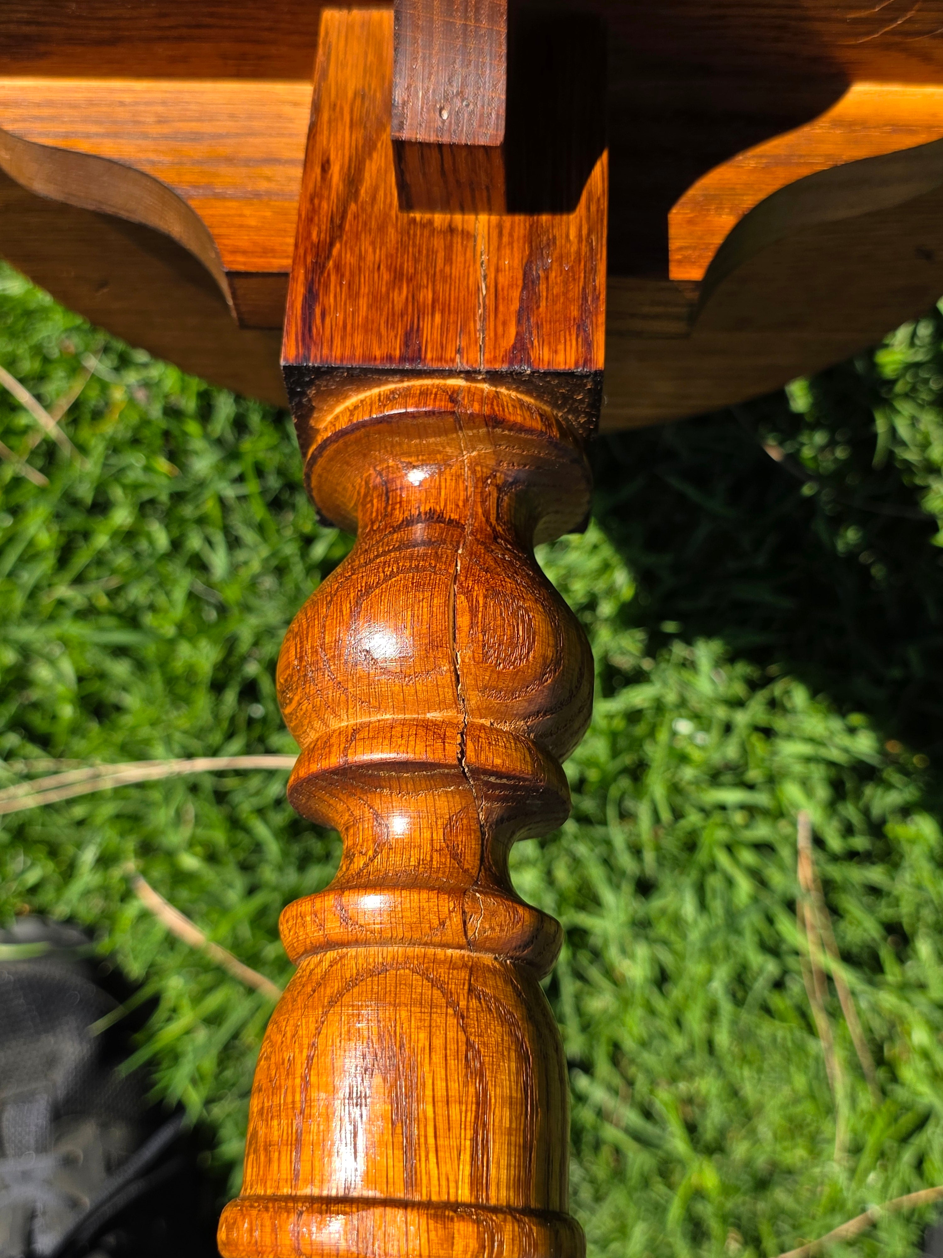 Vintage MCM Oak Wood Planter Stand Basket Turned Leg Pedestal Made in Canada 31"