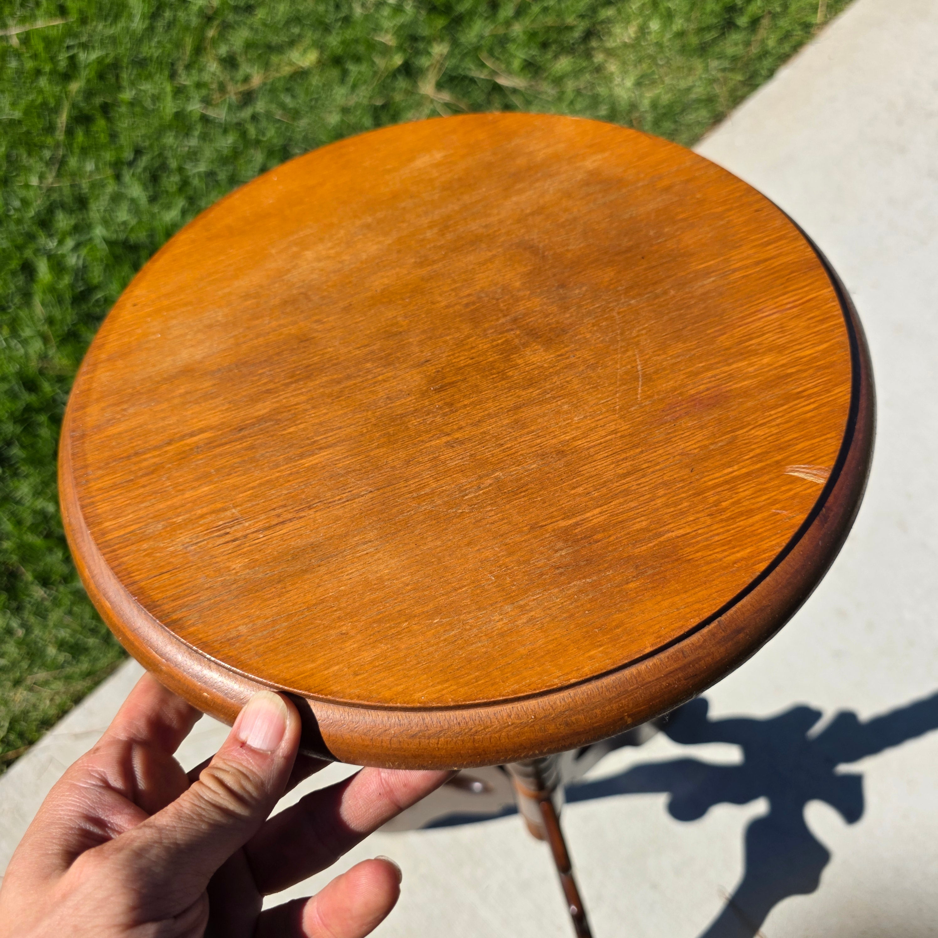 Vintage Bobbin Spindle Plant Stand Wood Candle Pedestal Table Tripod Base 31"