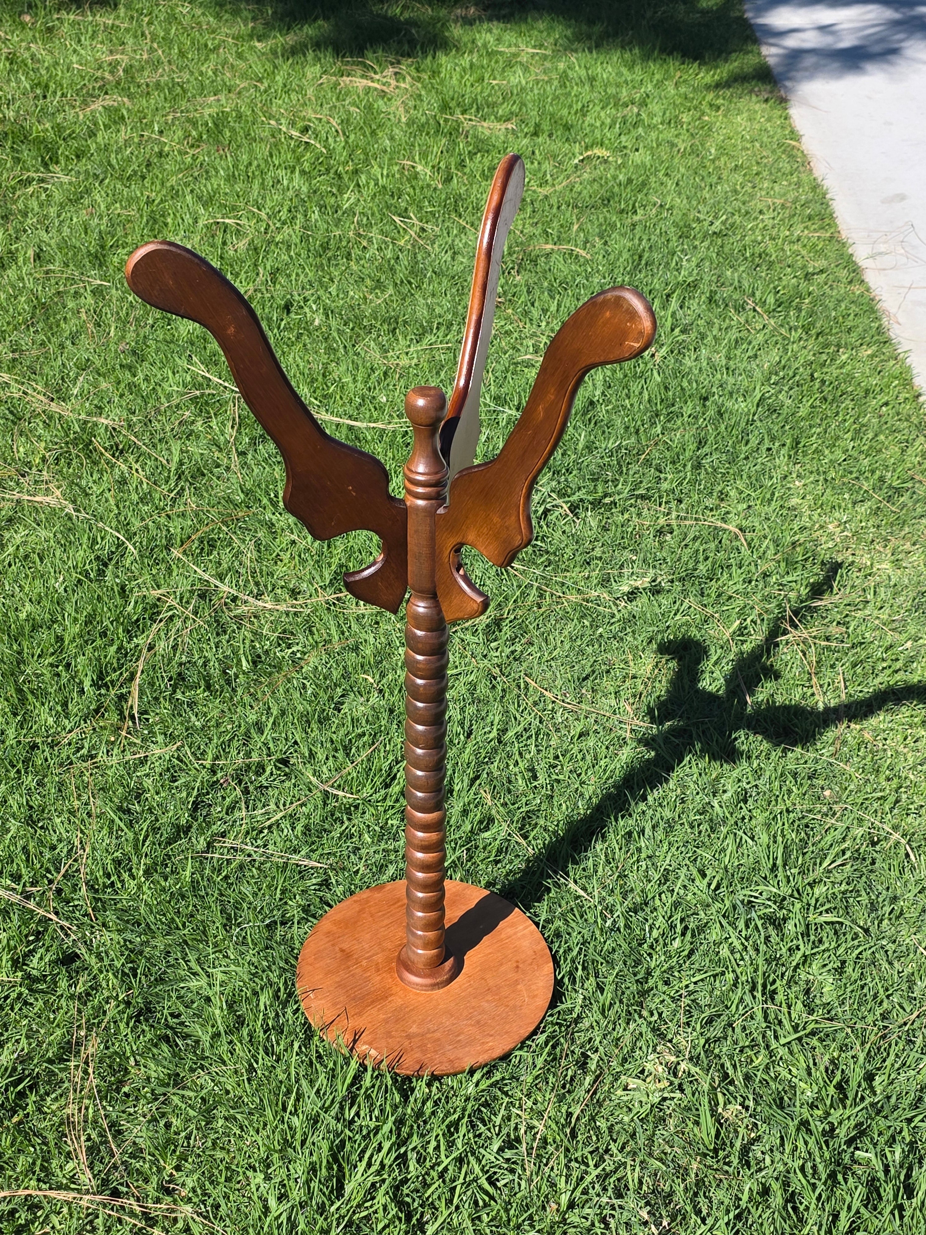 Vintage Bobbin Spindle Plant Stand Wood Candle Pedestal Table Tripod Base 31"