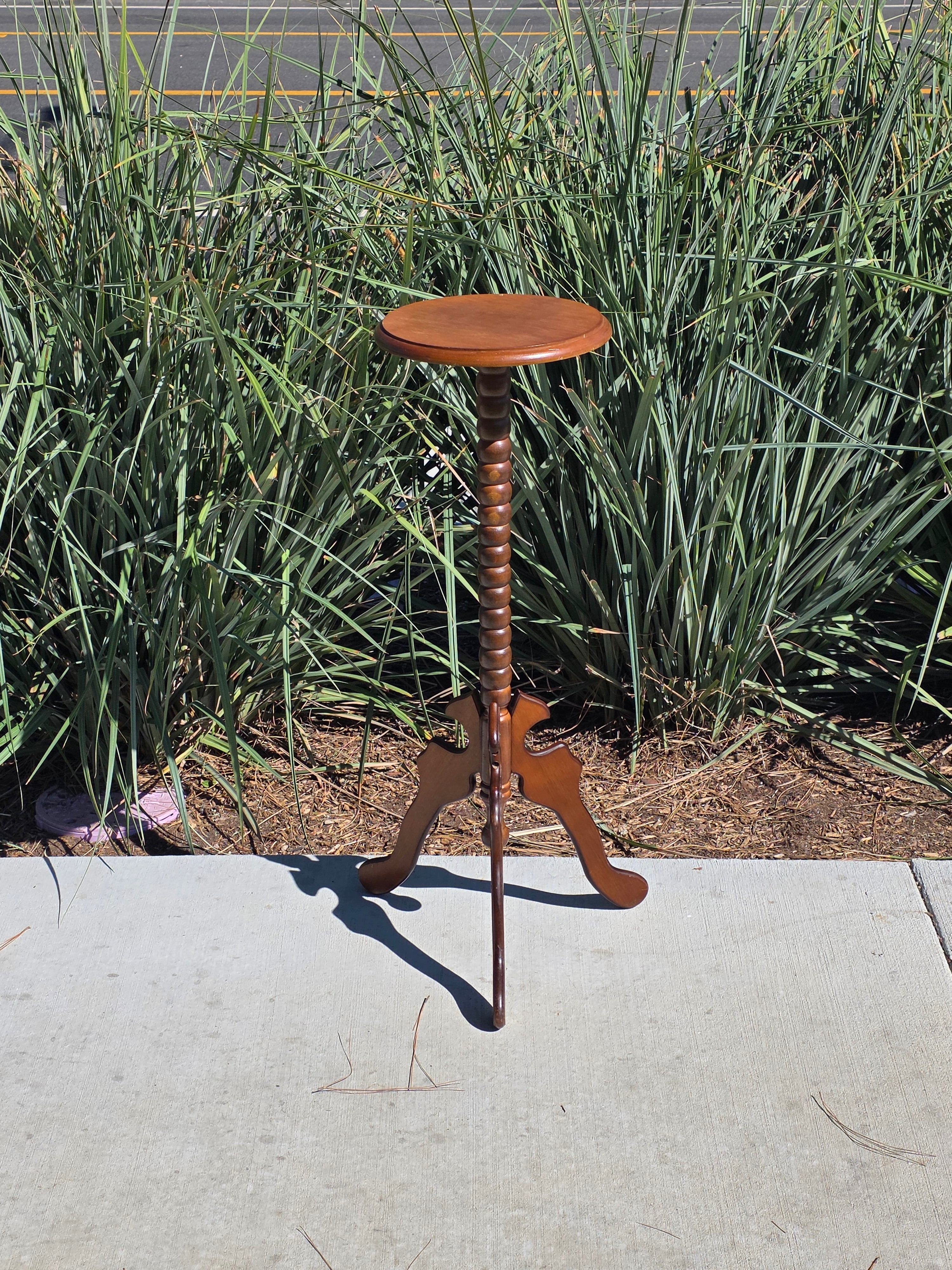 Vintage Bobbin Spindle Plant Stand Wood Candle Pedestal Table Tripod Base 31"