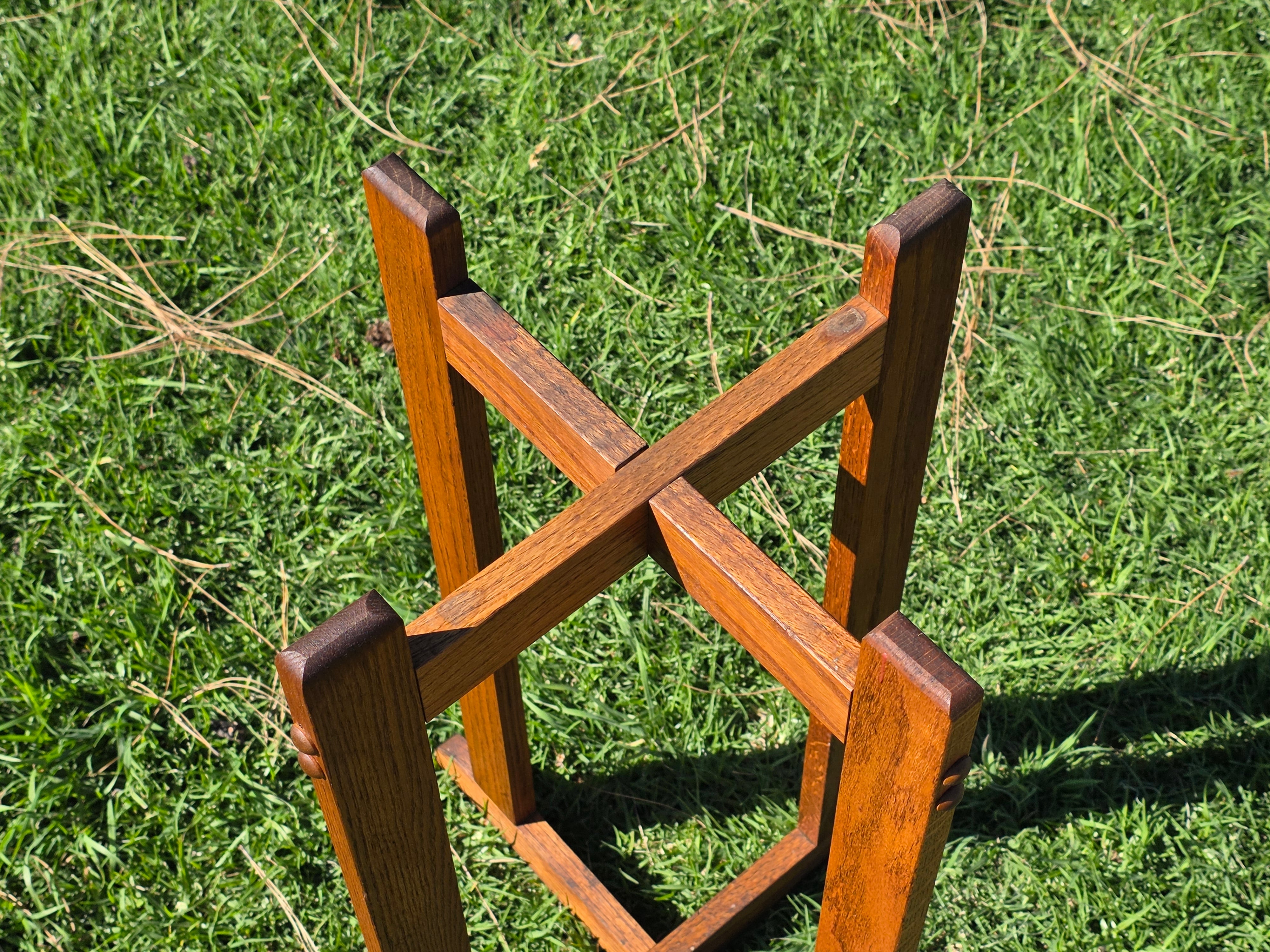 Vintage Mission Oak Wood Water Server Stand Crock Pedestal Arts & Crafts 28"