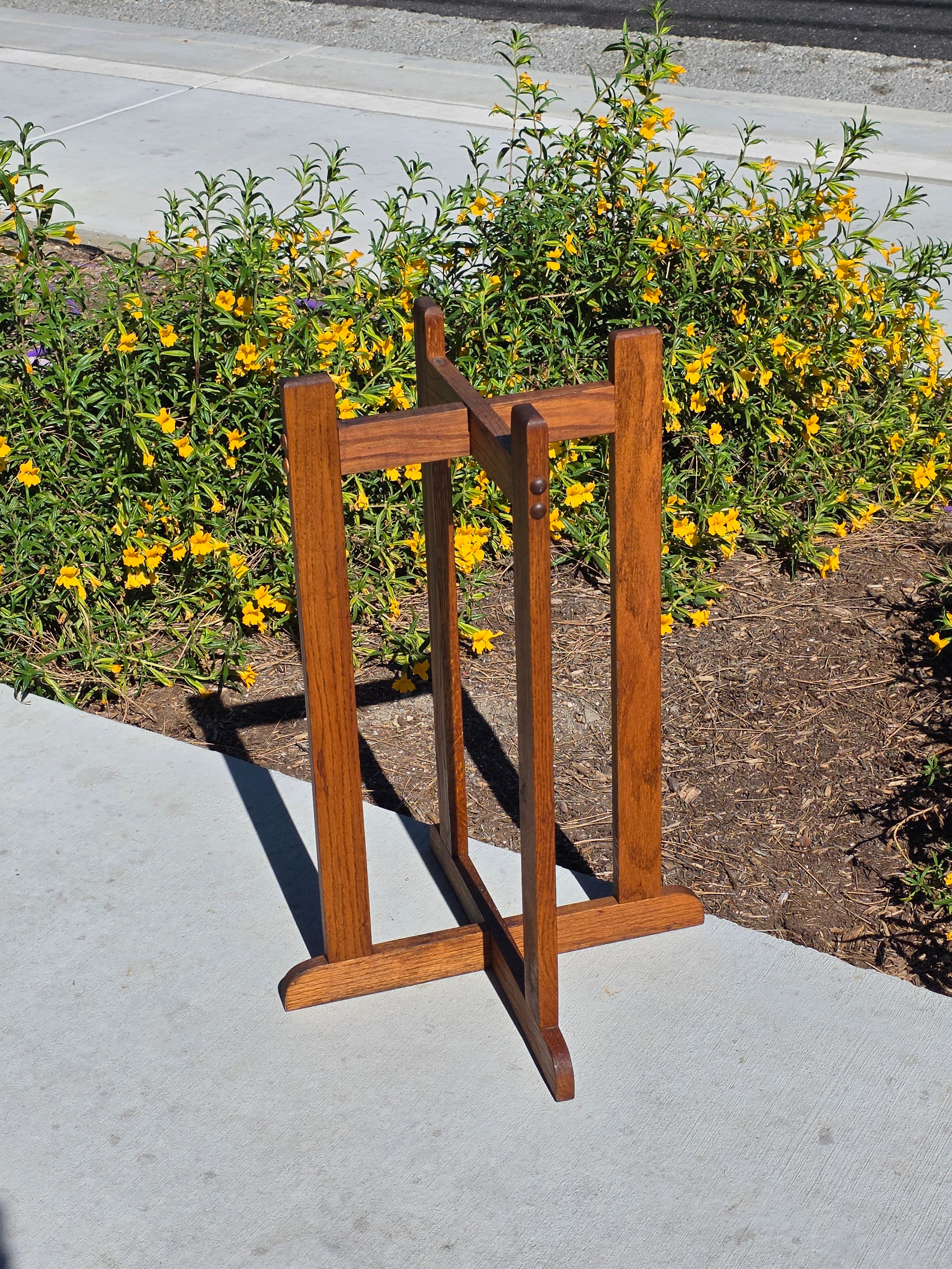 Vintage Mission Oak Wood Water Server Stand Crock Pedestal Arts & Crafts 28"